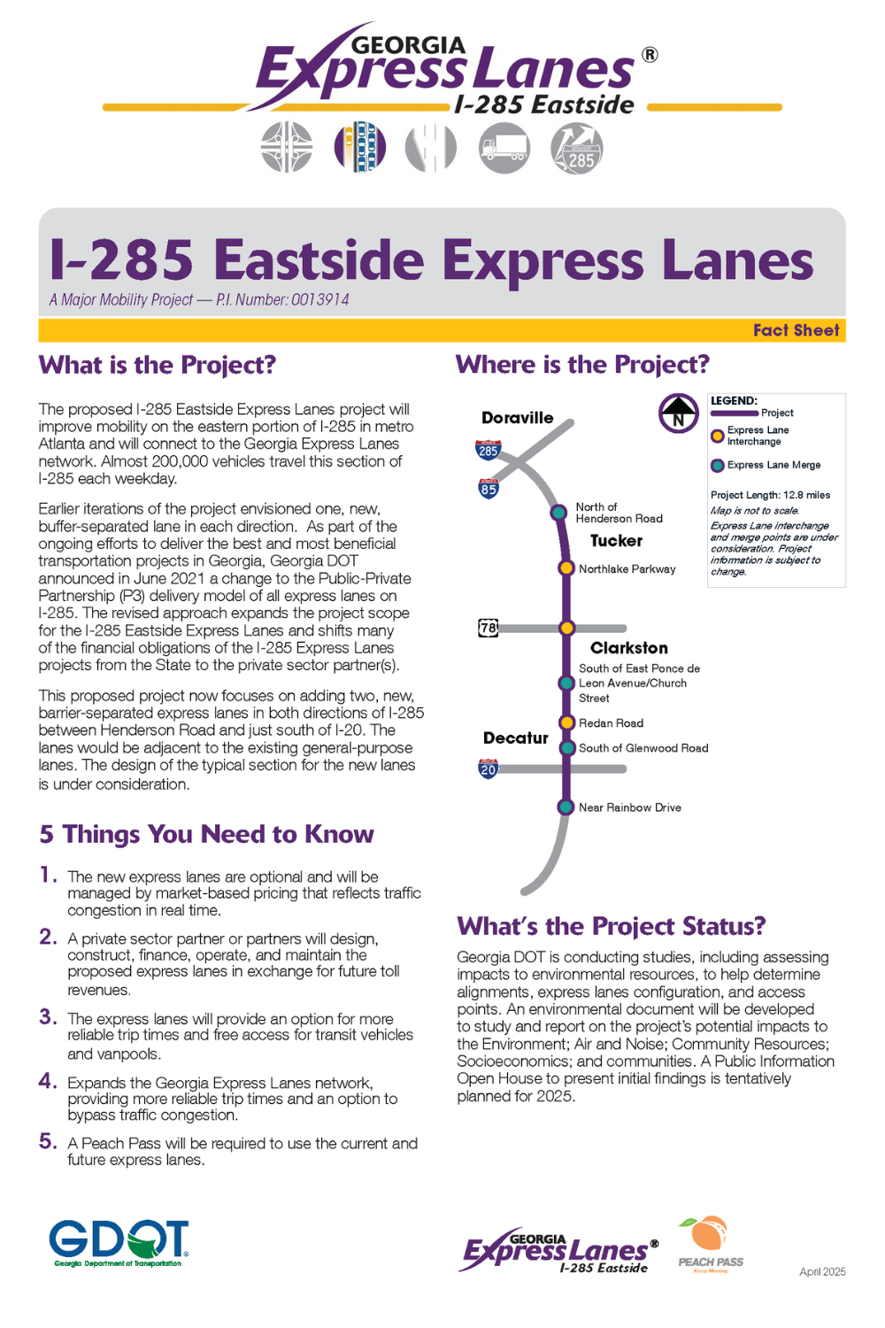GDOT I-285 Eastside Express Lanes Project Open House
