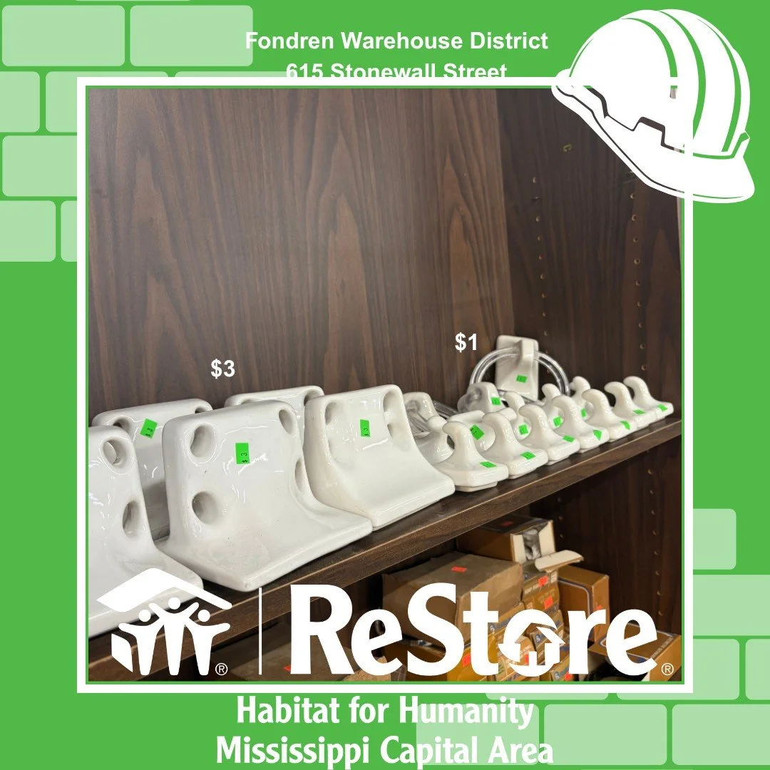 Are you tackling a DIY project? 🛠️ Check out our ReStore for amazing deals on porcelain toothbrush holders and towel hooks! Perfect for adding a touch of style to your bathroom while staying budget-friendly. Come find your next home improvement trea