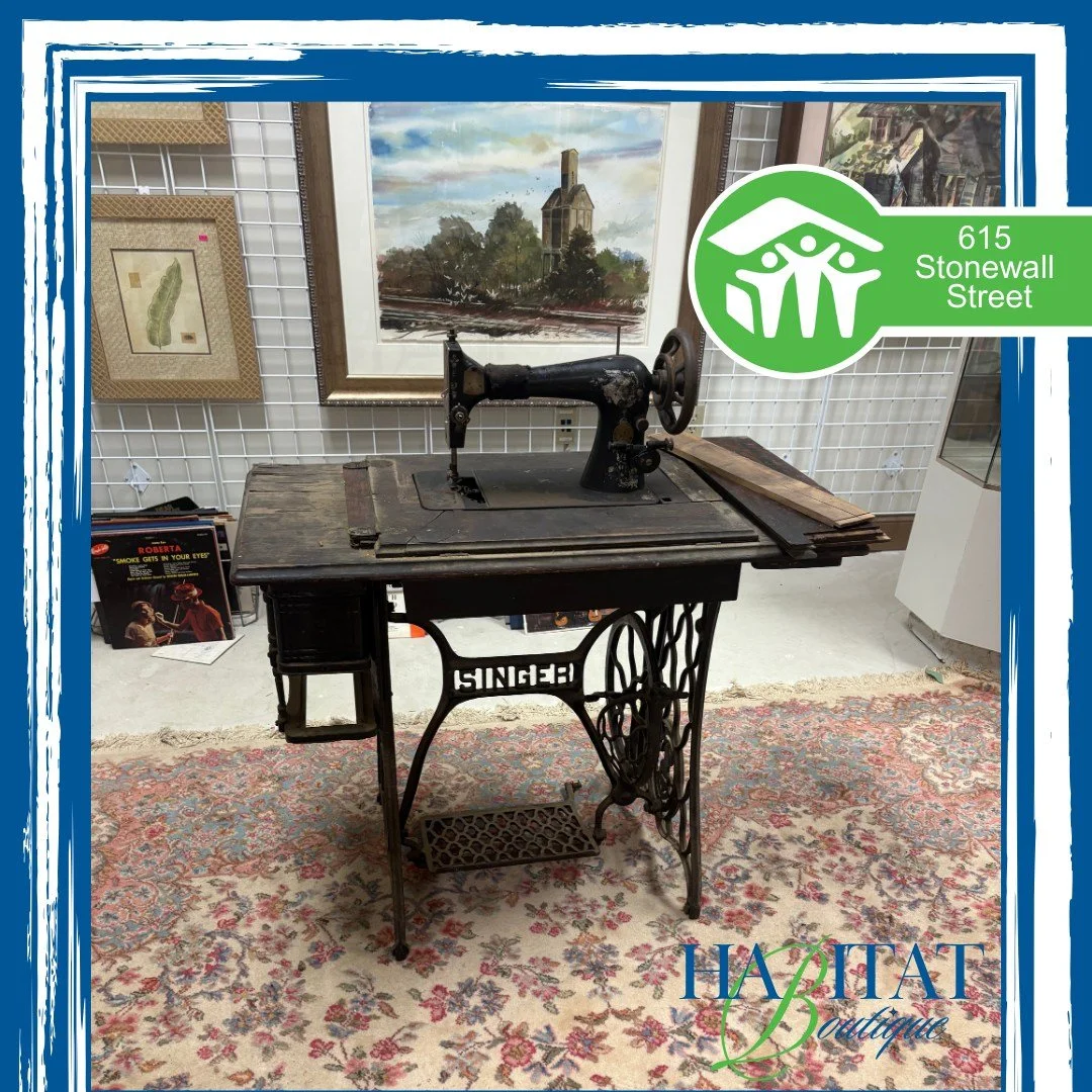 🌟 Discover a timeless treasure! 🌟 This antique Singer Sewing Machine is in pristine condition and waiting for its new home. You won't find anything like this anywhere else, especially not at the Habitat Boutique! Stay tuned for the price and don't 