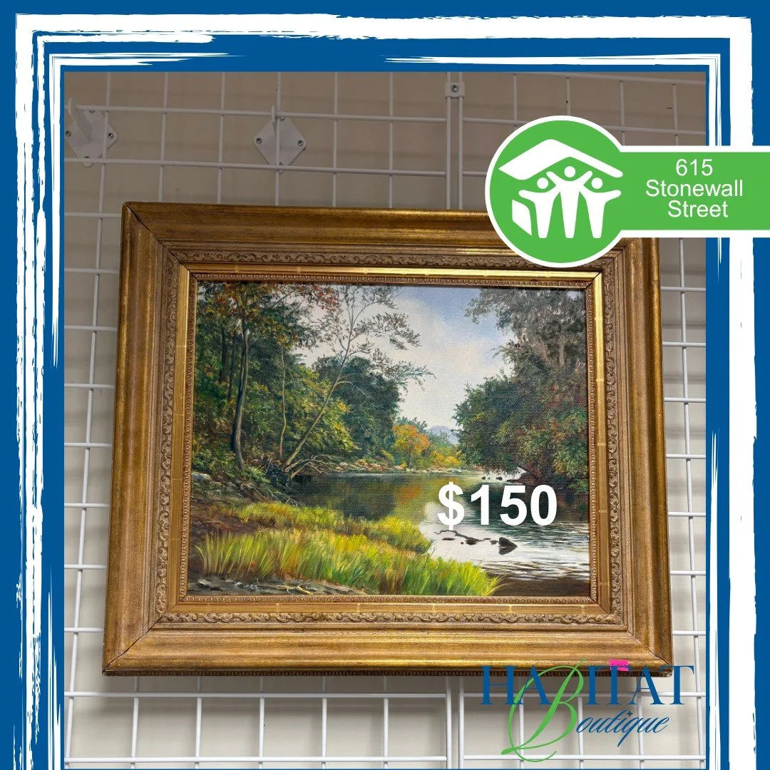 Transform your wall with a touch of tranquility. ✨ This beautiful landscape painting is waiting for the perfect home! Visit the Habitat Boutique to discover this and other one-of-a-kind treasures.