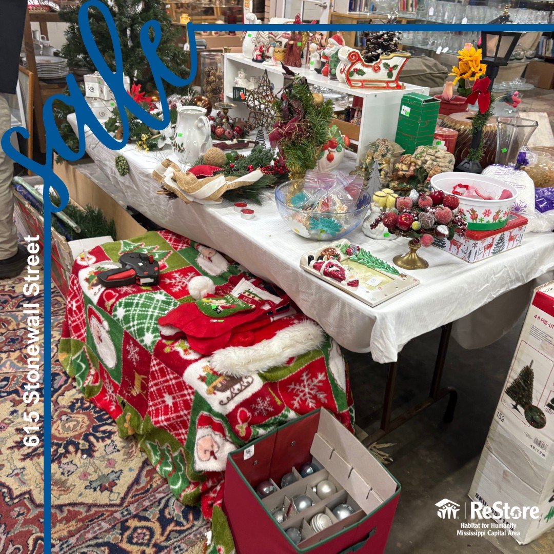 Deck the halls for less! 🎅✨ The ReStore is bursting with Christmas cheer &mdash; from ornaments to wreaths and everything in between. Come find the perfect pieces to make your home merry and bright!