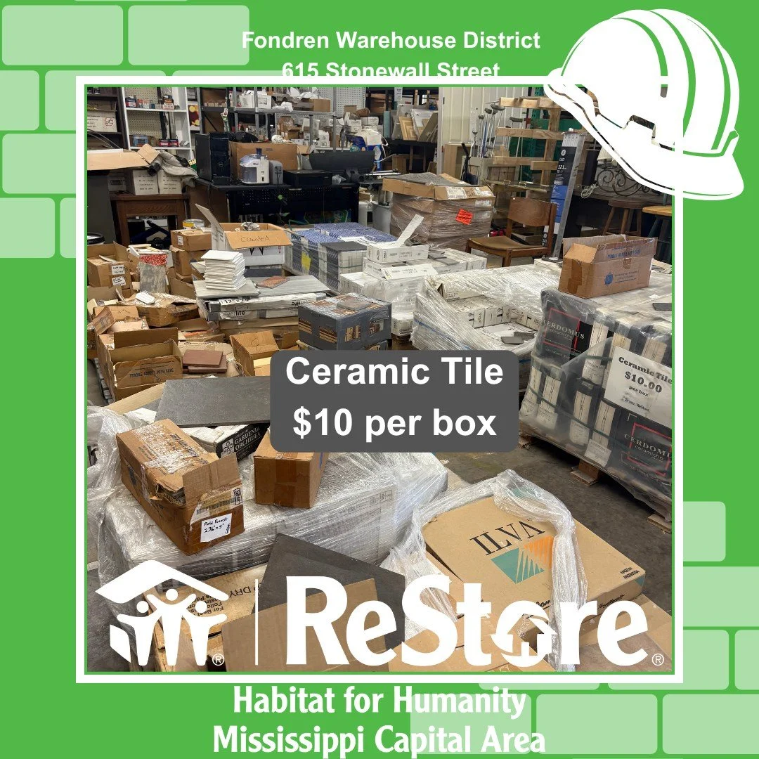 ✨ New arrival alert! ✨

A fresh shipment of ceramic tiles just hit the floor at the Habitat ReStore, and they&rsquo;re only $10 per box! 🏡

Perfect for your next backsplash, bathroom, or flooring project. Hurry in before they&rsquo;re gone!

Every p
