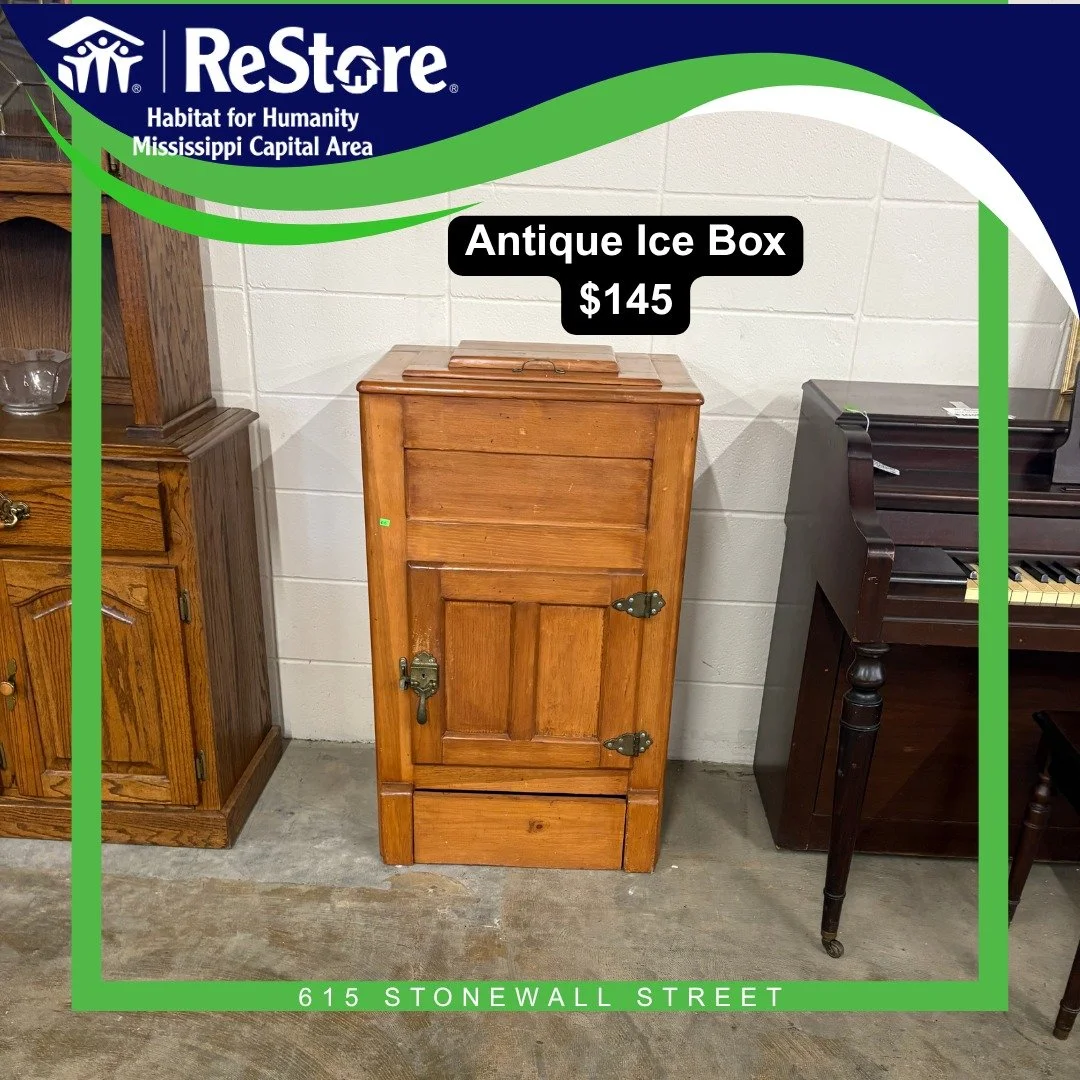 🧊 Step back in time with this beautiful antique ice box, available now at the Habitat ReStore! 🕰️

A true vintage treasure that adds charm and character to any space, perfect as a conversation piece, bar cabinet, or unique storage solution. ✨

Shop