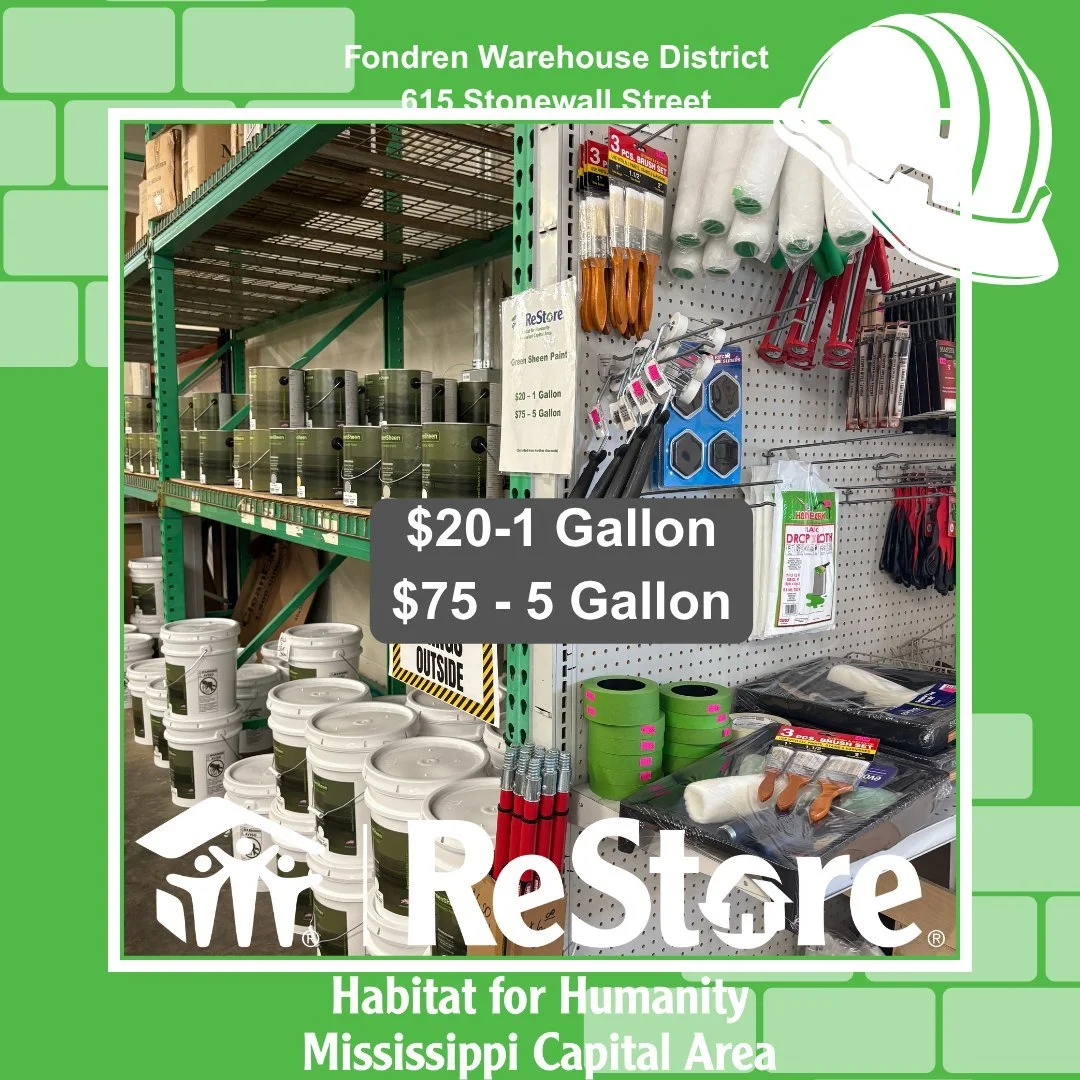 New paint. New supplies. New project? 👏
Find brand new cans of paint and painting tools at Habitat ReStore, and give your next makeover (and your community!) a fresh coat of good. 💚