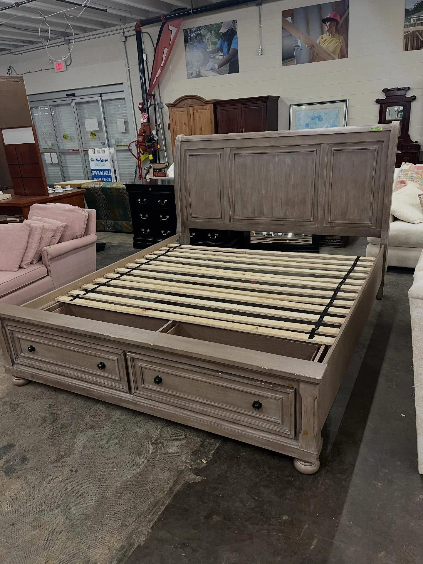 King size bed frame with storage $225
