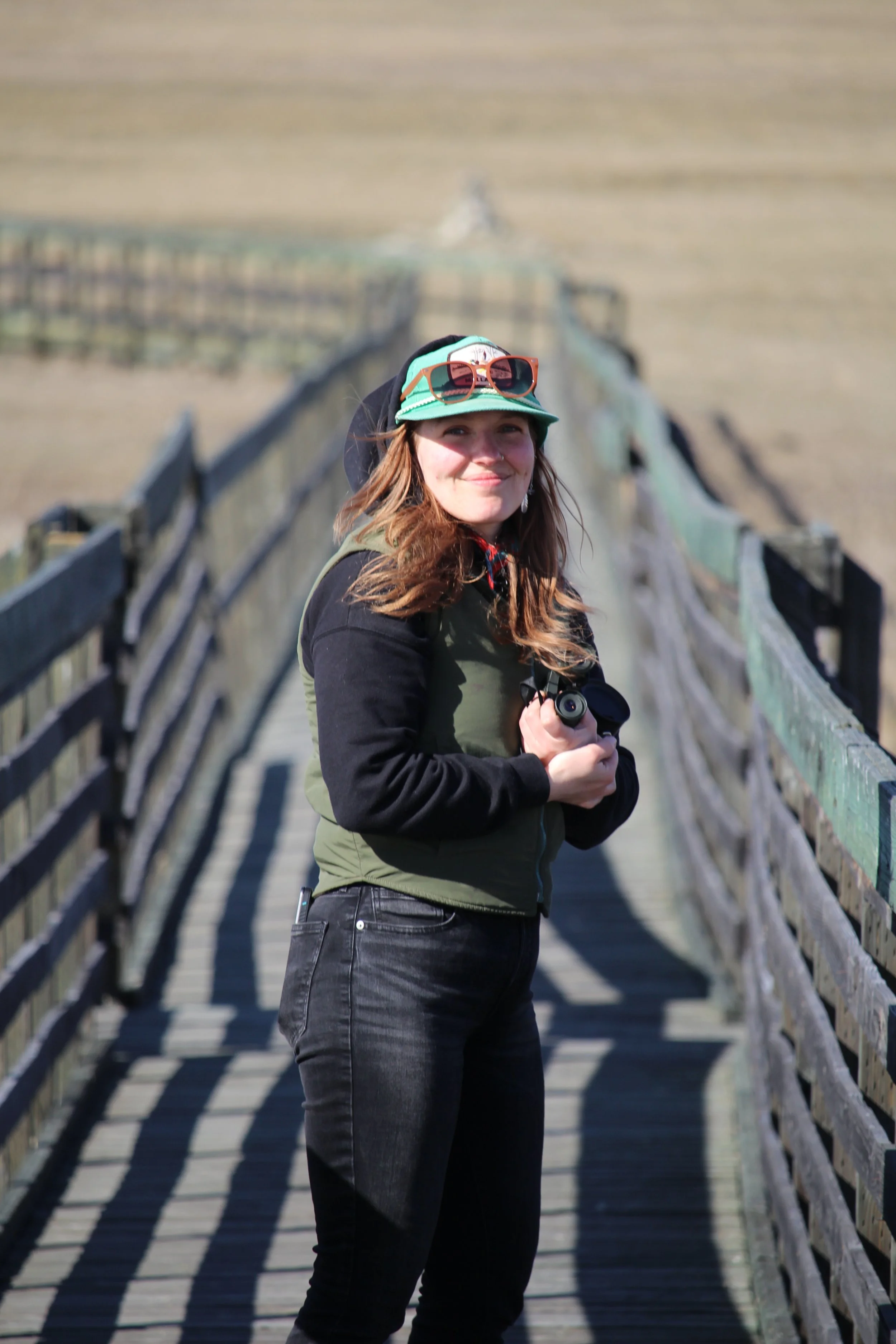 Ana trying to glass some birds!