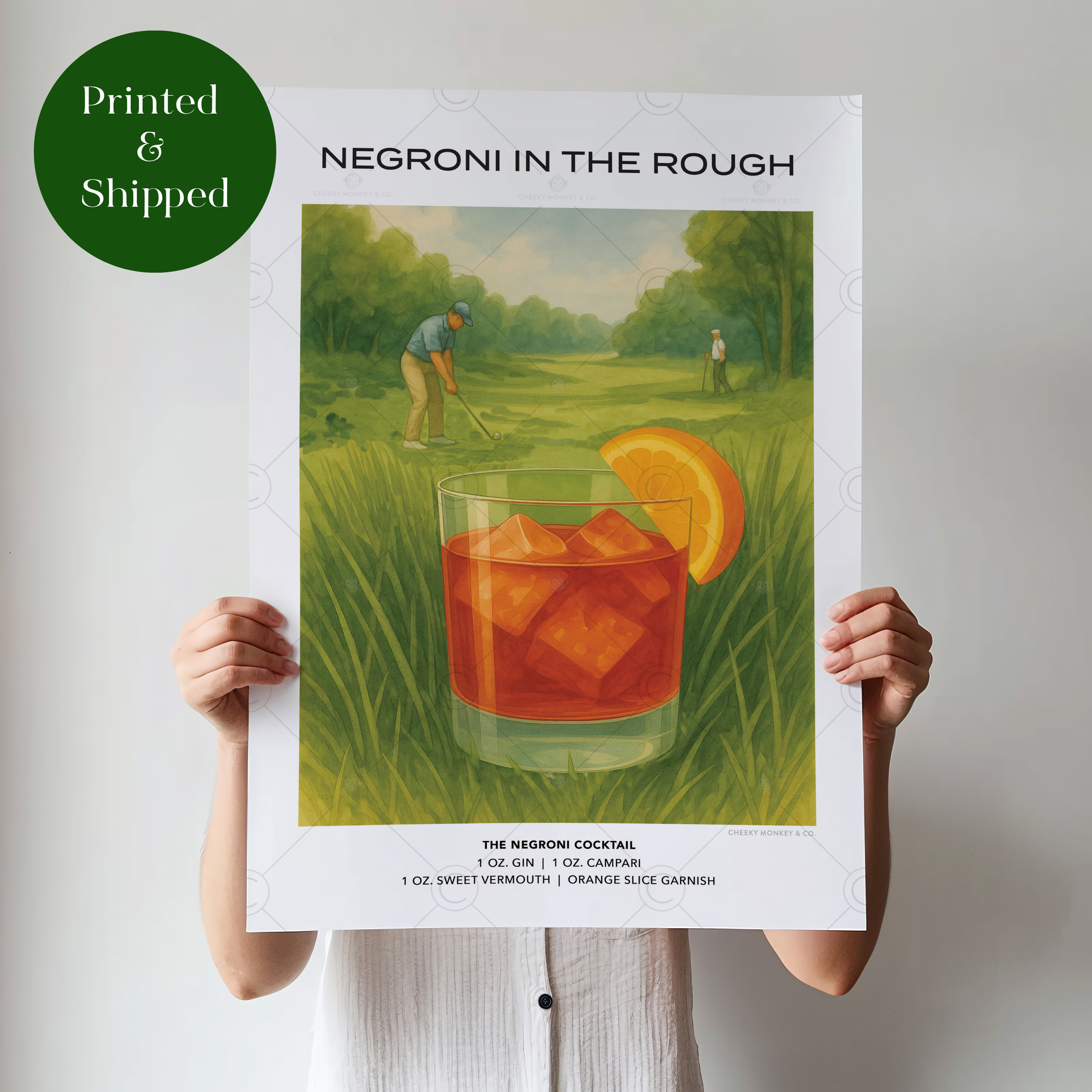 Negroni in the Rough™ Golf Cocktail Poster