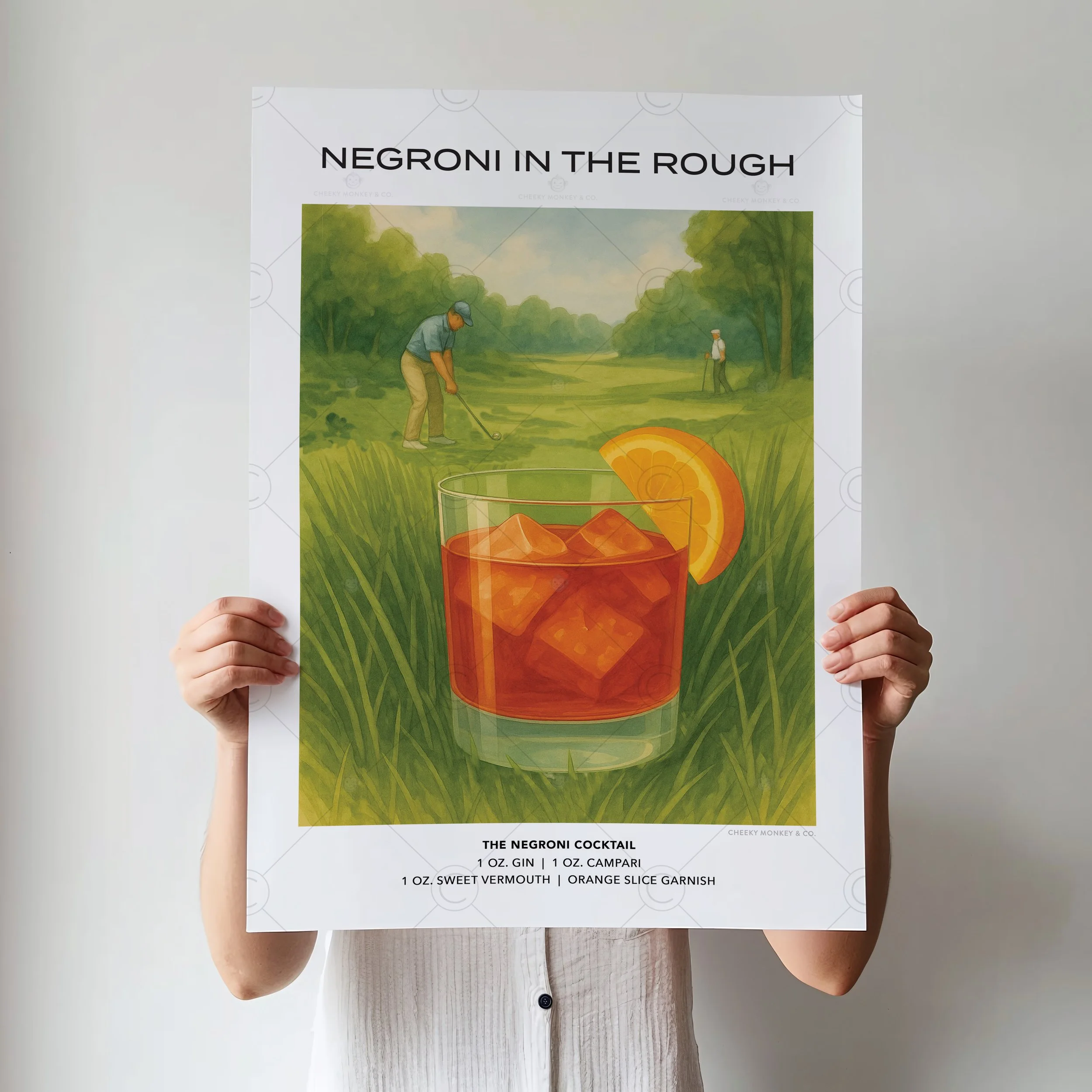 Negroni in the Rough™ Golf Cocktail Poster