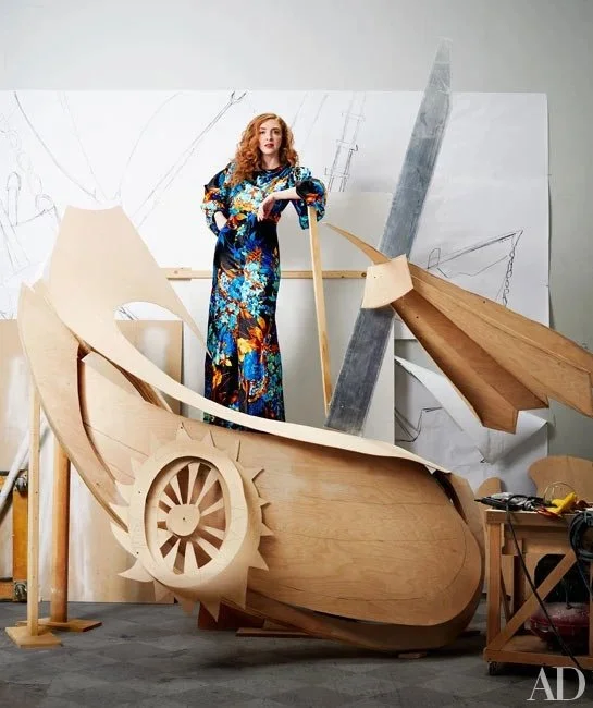 Rachel Feinstein for Architectural Digest, bold hair and makeup by New York City artist