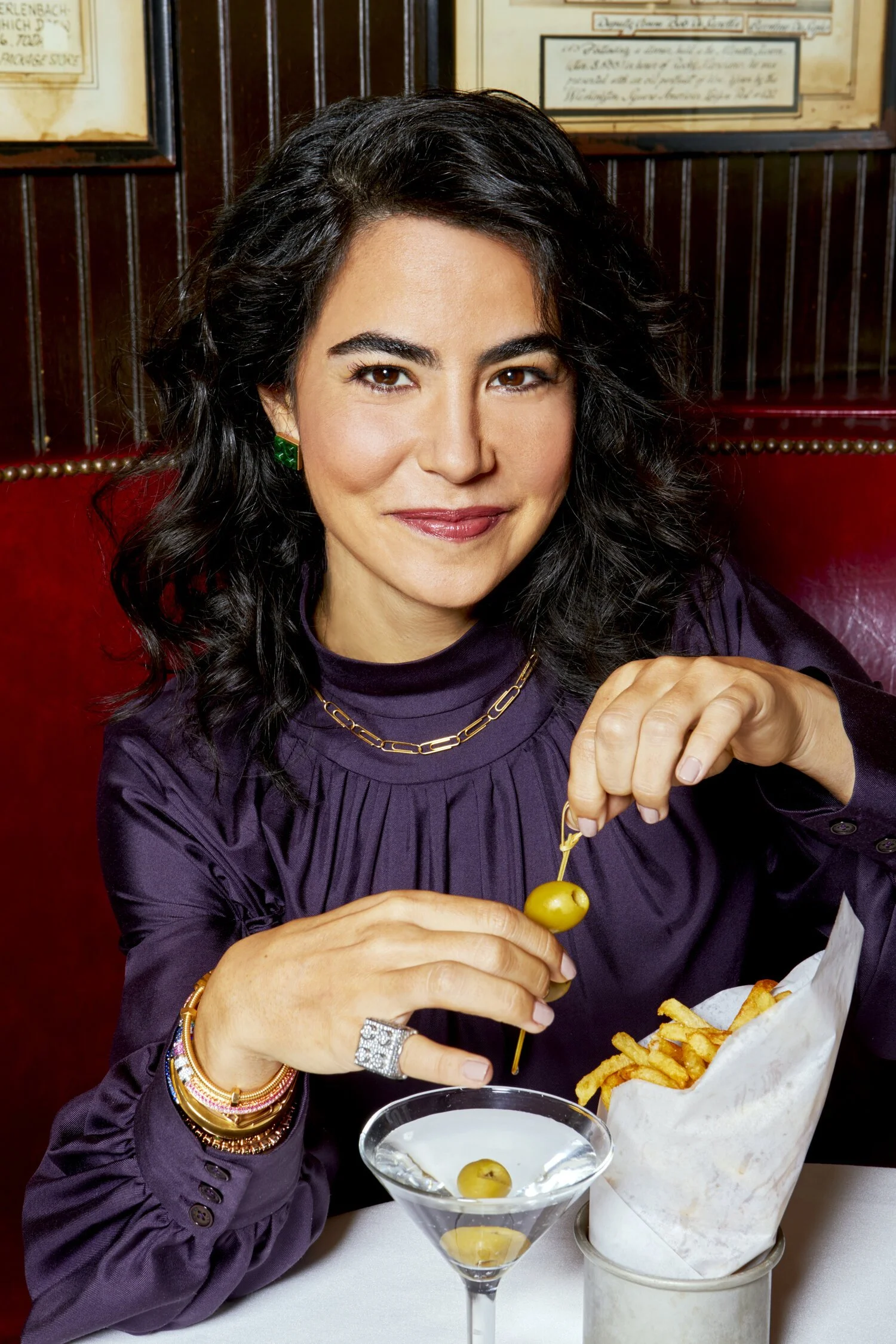 Nadine Ghosn portrait for Town and Country Magazine featuring glam makeup and natural hairstyle by NYC hair and makeup artist, image by Melanie Dunea