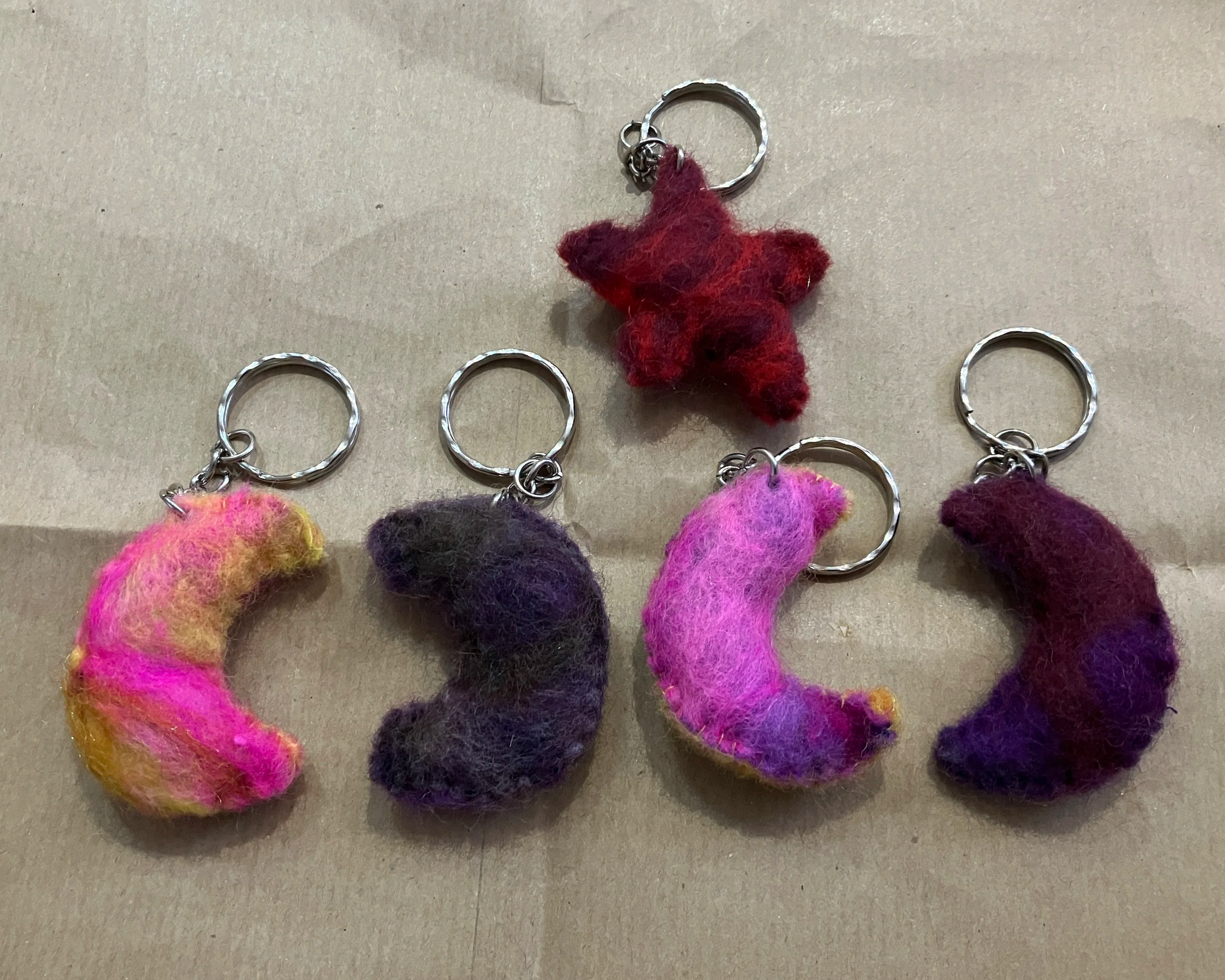 Moon and Star Keychains