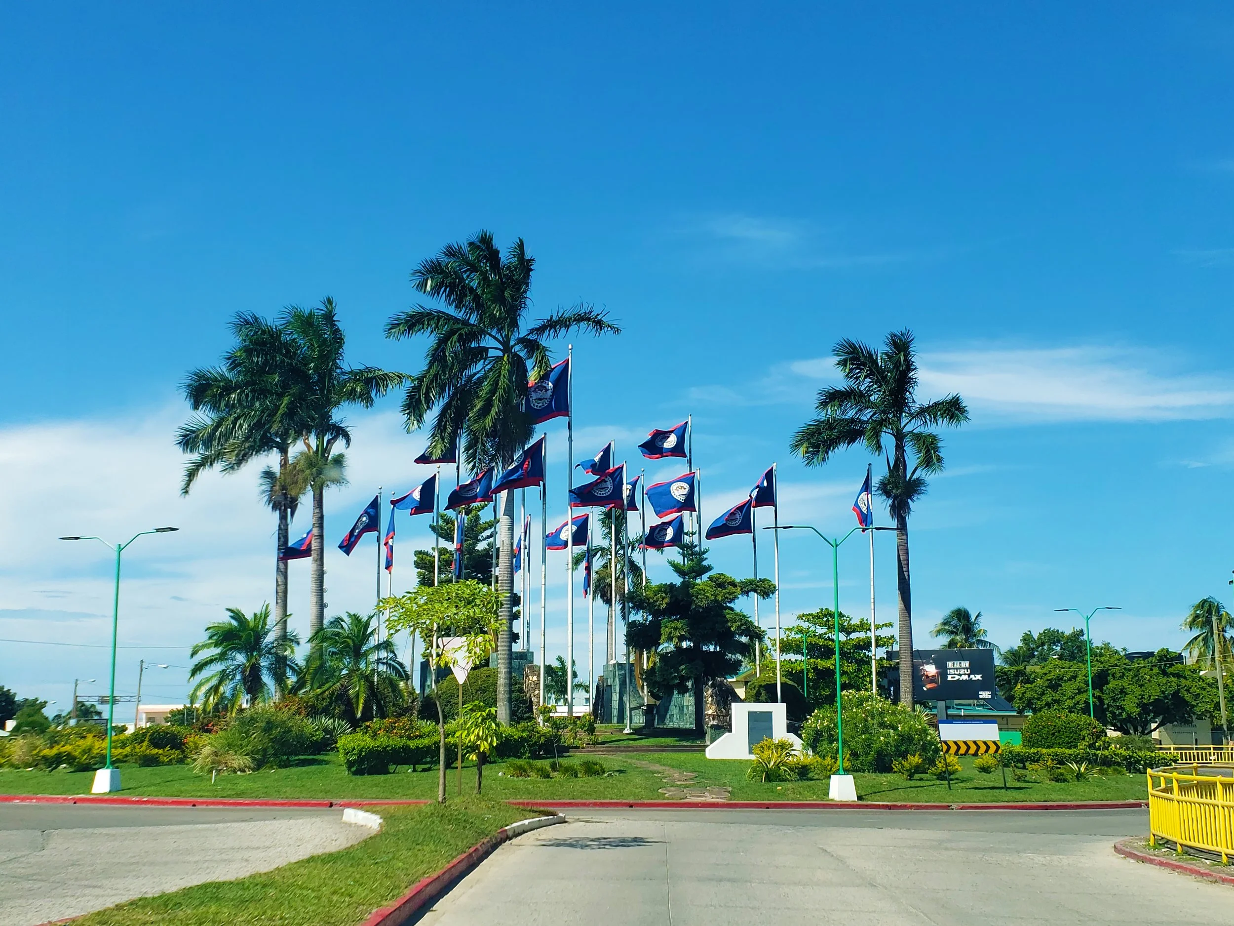 Image of popular roundabout in Belize City.