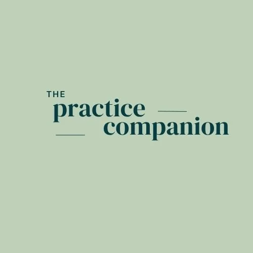 The Practice Companion logo on a light green background with dark green text.