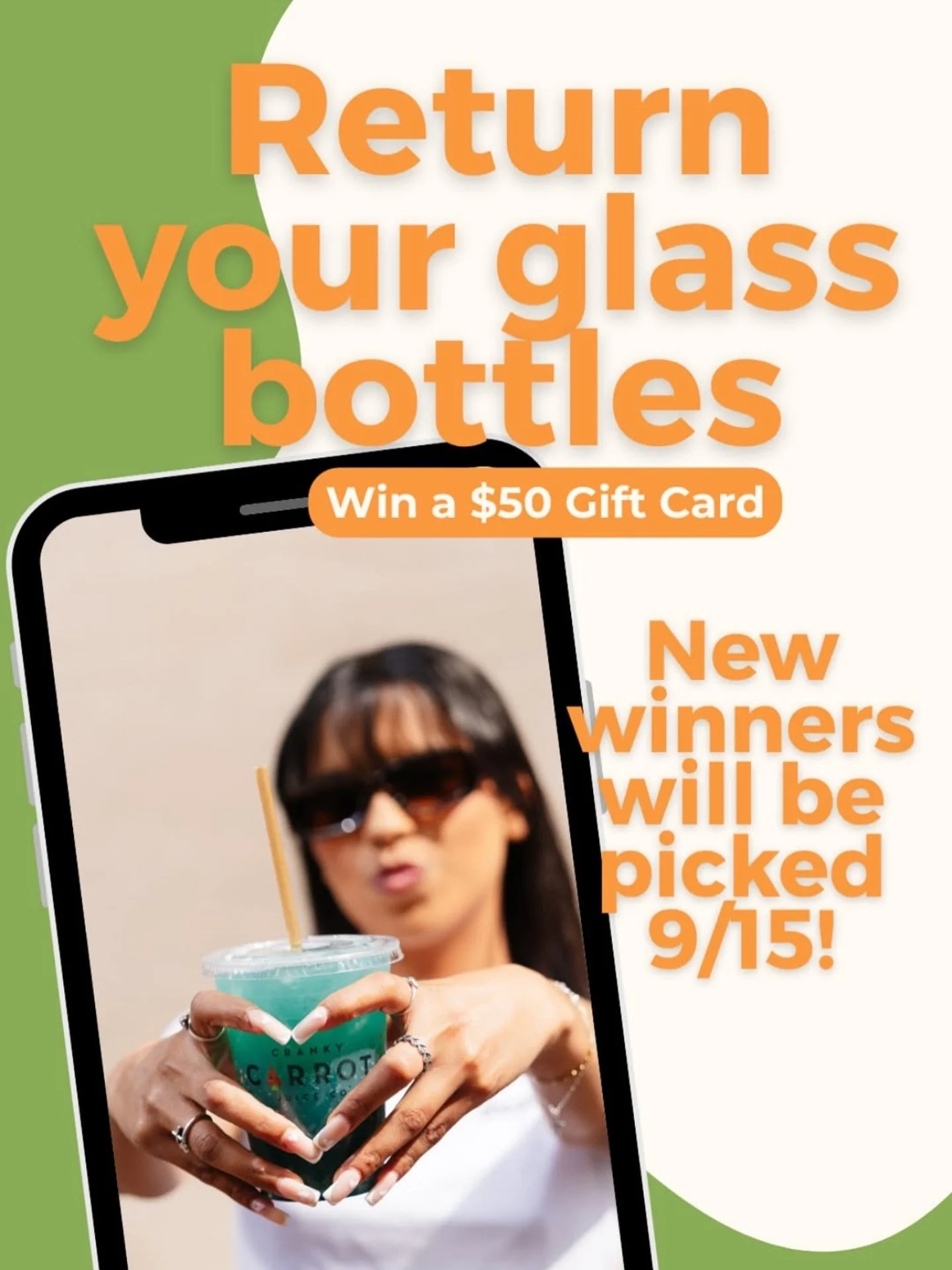 Return your juice bottles to @crankycarrotjuiceco for a chance to win!