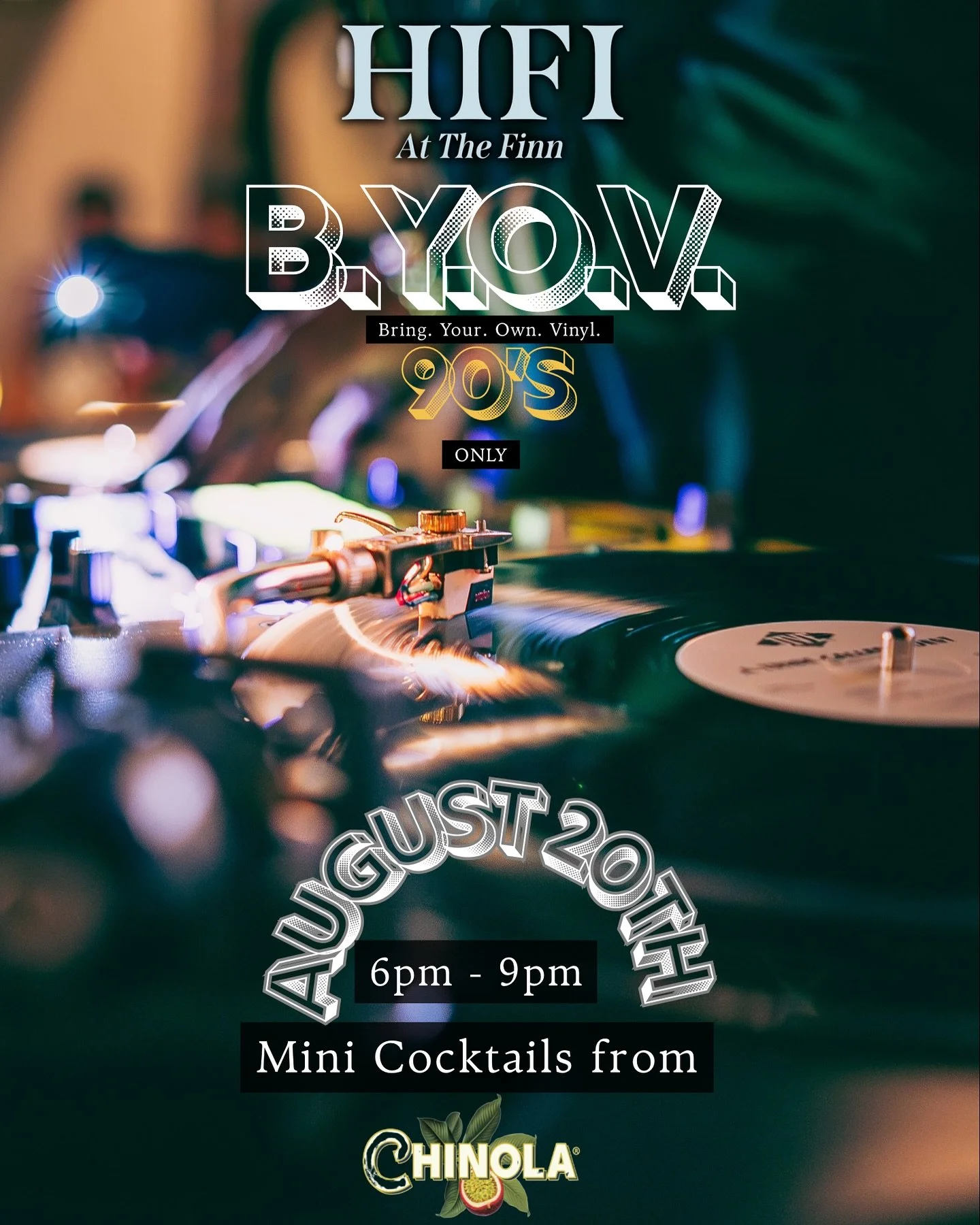 BYOV (Bring.Your.Own.Vinyl) Night is back! 

90&rsquo;s edition!  Bring your favorite record produced in the 90&rsquo;s, ANY GENRE! Enjoy mini cocktails crafted by us for the night from @chinola &amp; swag bag for the best vinyl of the night!