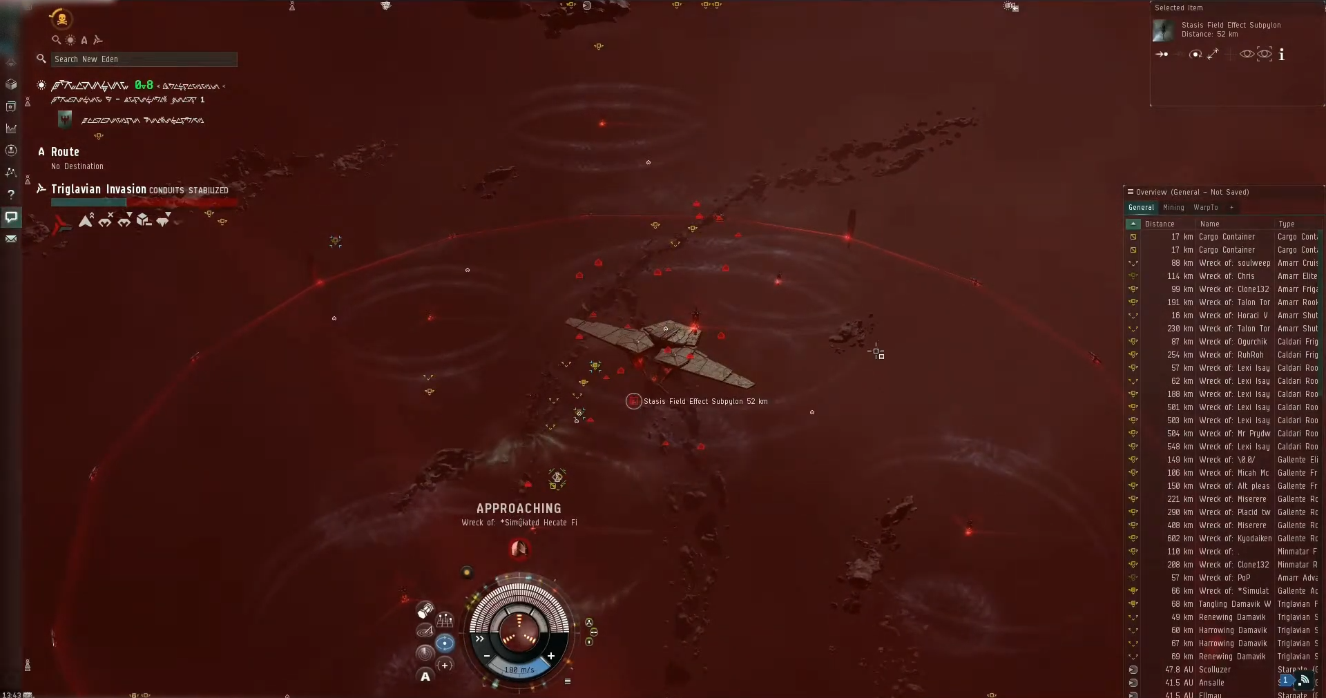 Additionally, the capstone dungeon spawned during this time. In Chapter 1, this was the Triglavian World Ark—a dungeon I designed to introduce some elements of classic raid-style gameplay to EVE. It was a large arena site where we tested a number of 