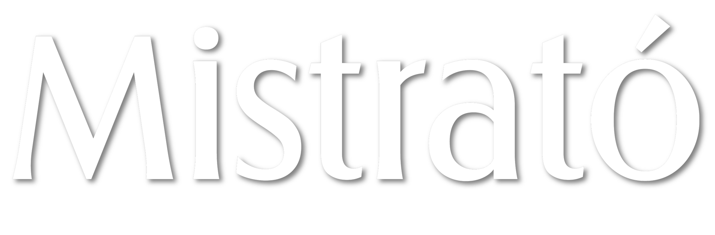 Palabra 'Místrató' en letras grandes y negras sobre fondo transparente.