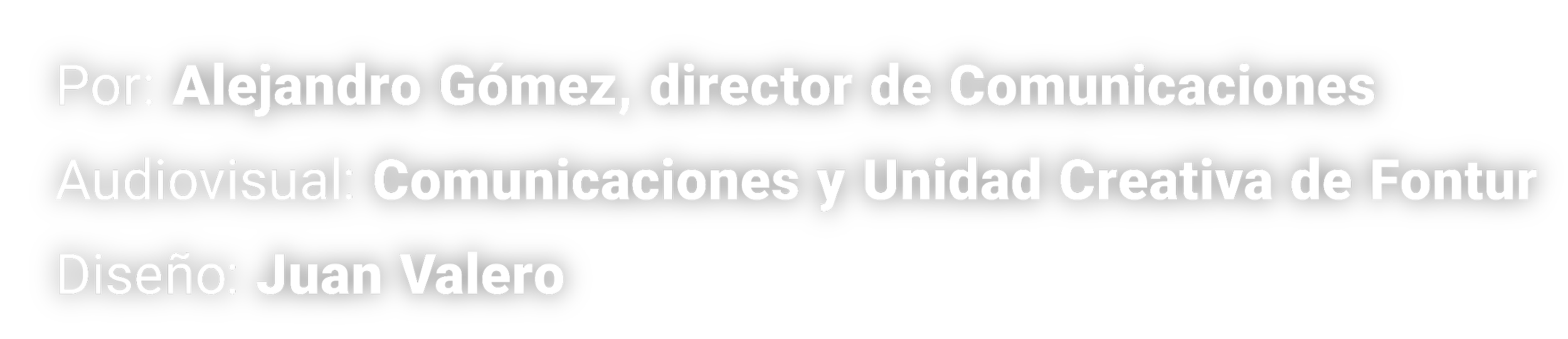 Texto en fondo negro con información sobre un proyecto de comunicación y audiovisual, incluyendo nombres y roles de personas involucradas.