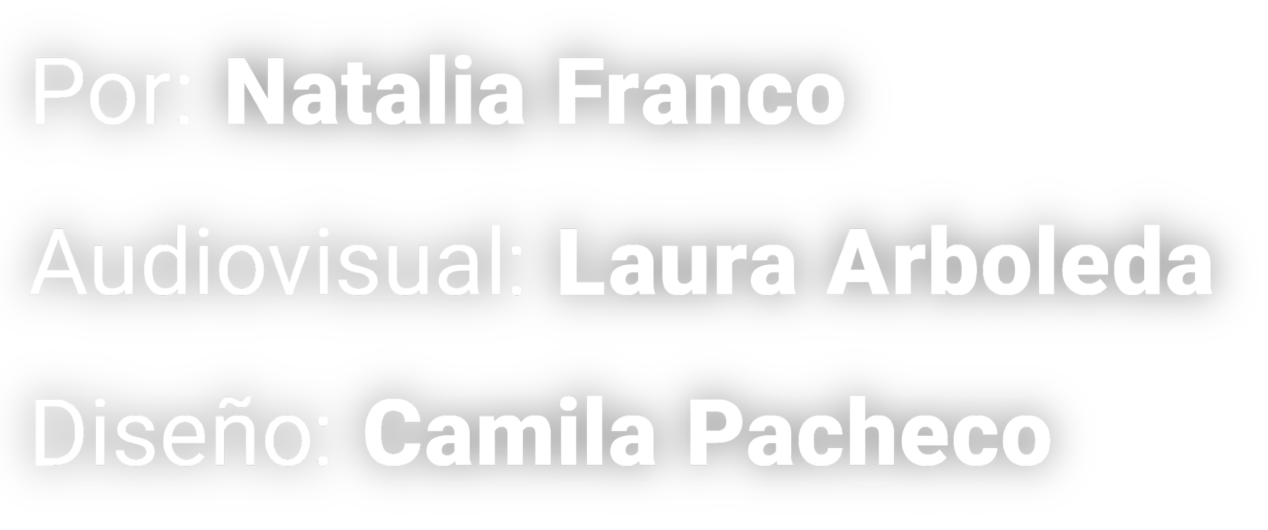 Créditos del proyecto audiovisual: narradora y diseñadora Camila Pacheco