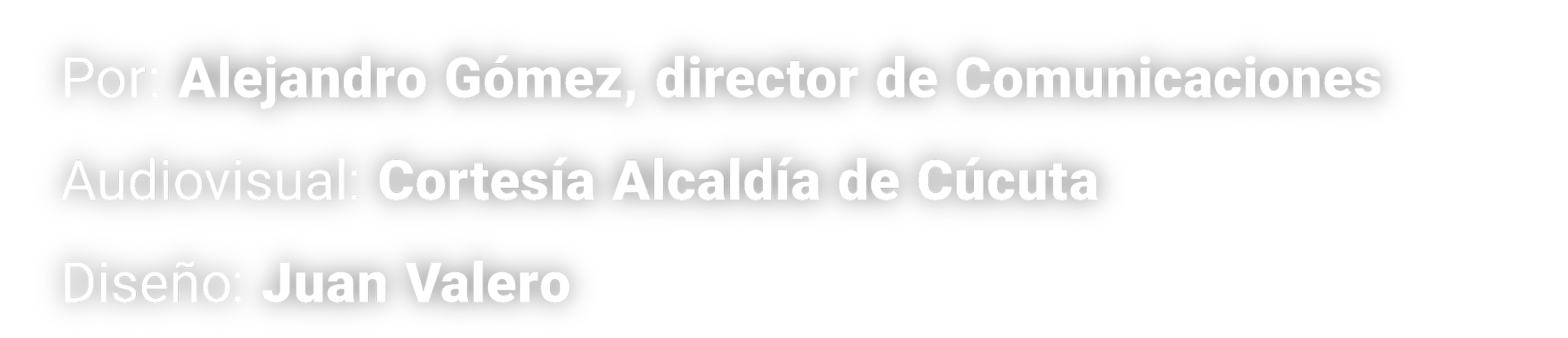 Texto en fondo negro con información del autor, producción audiovisual y diseño.