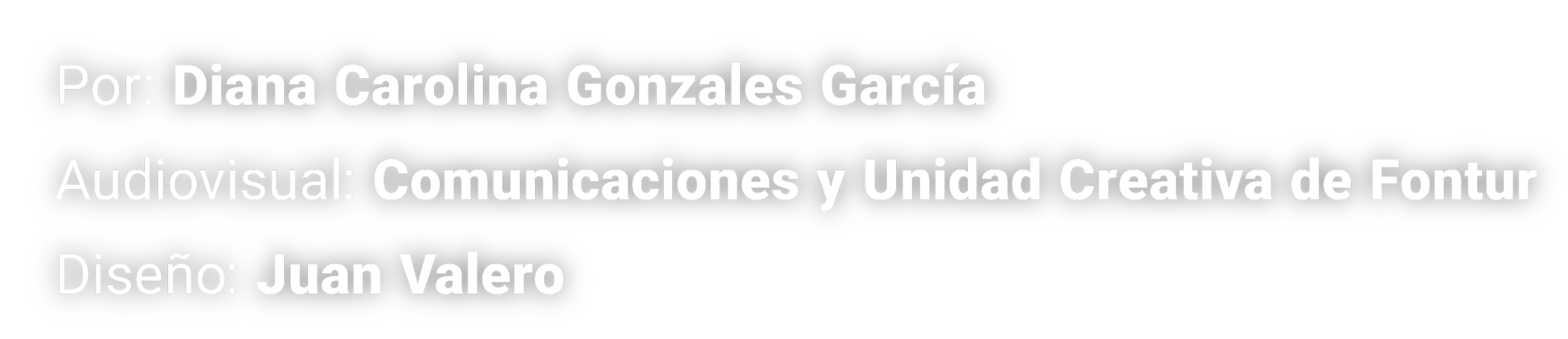 Texto en fondo negro que indica autores y diseño de un proyecto audiovisual.