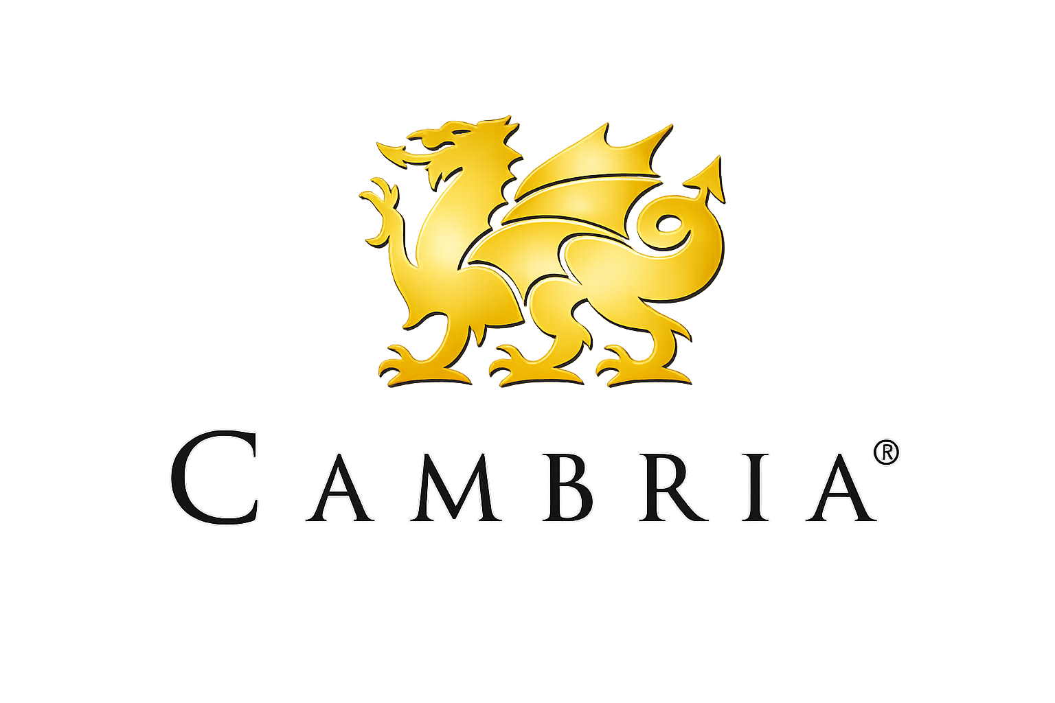 The Cambria logo featuring a golden lion with wings above the word 'Cambria' in black letters.