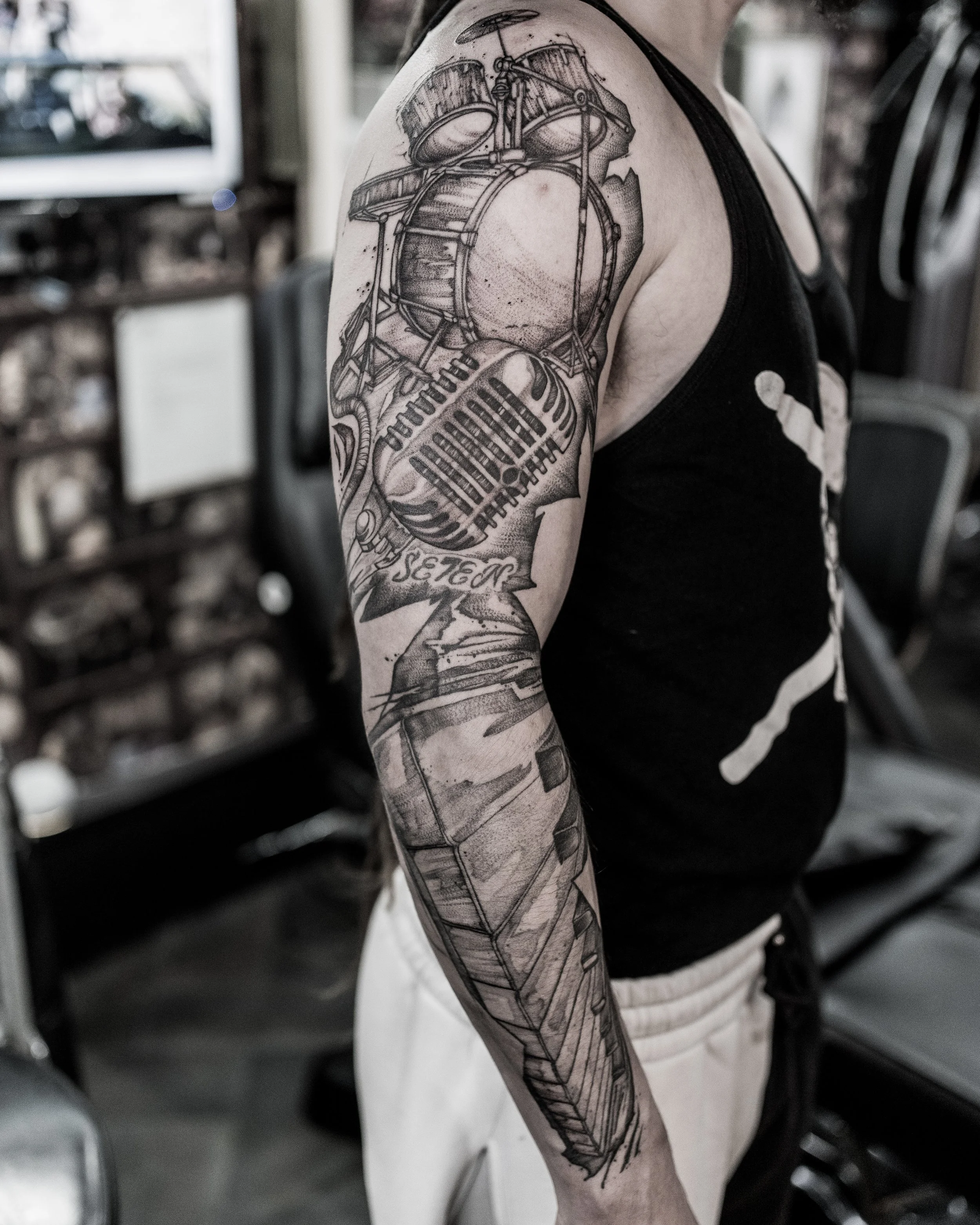 music themed tattoo sleeve