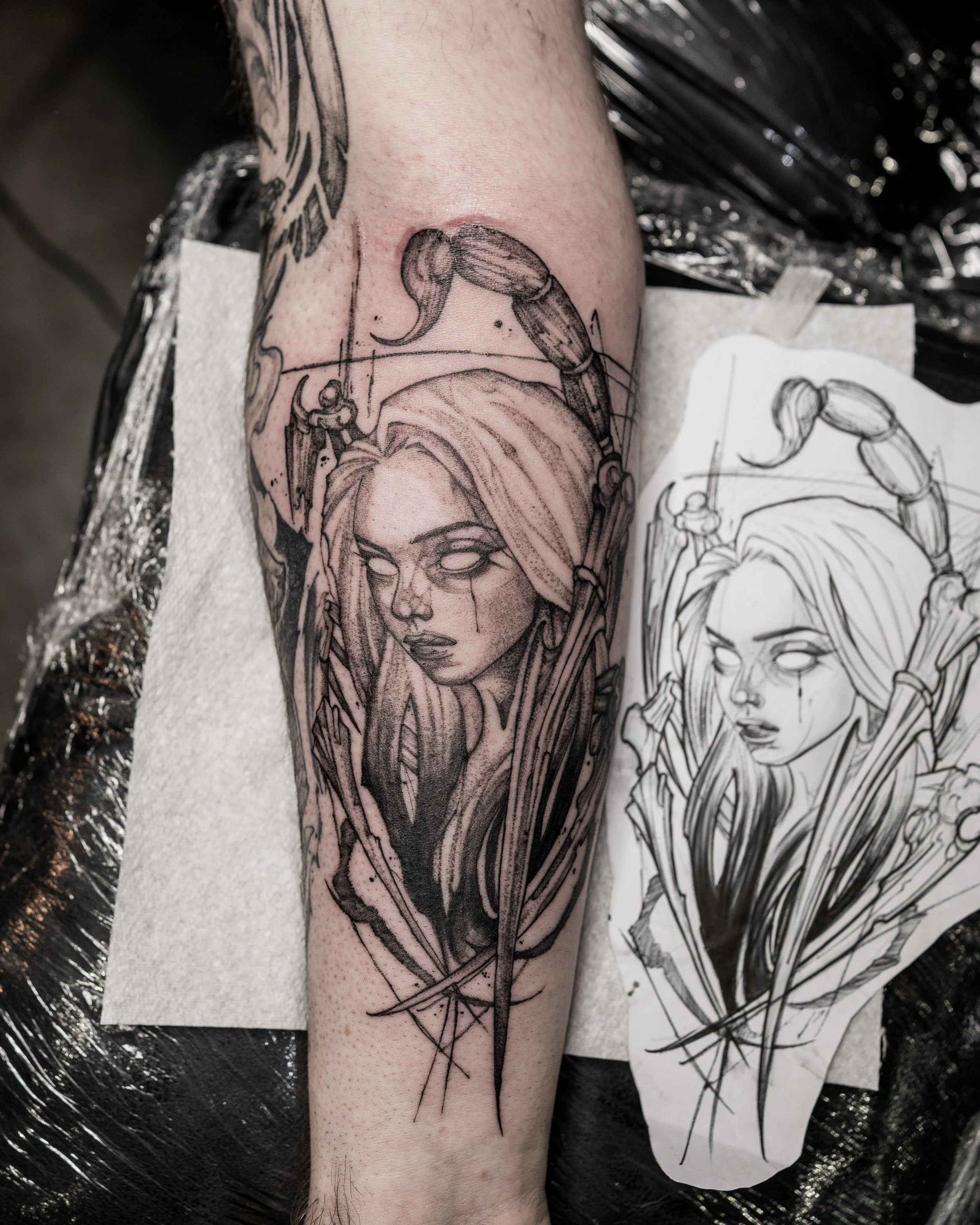 serket forearm tattoo