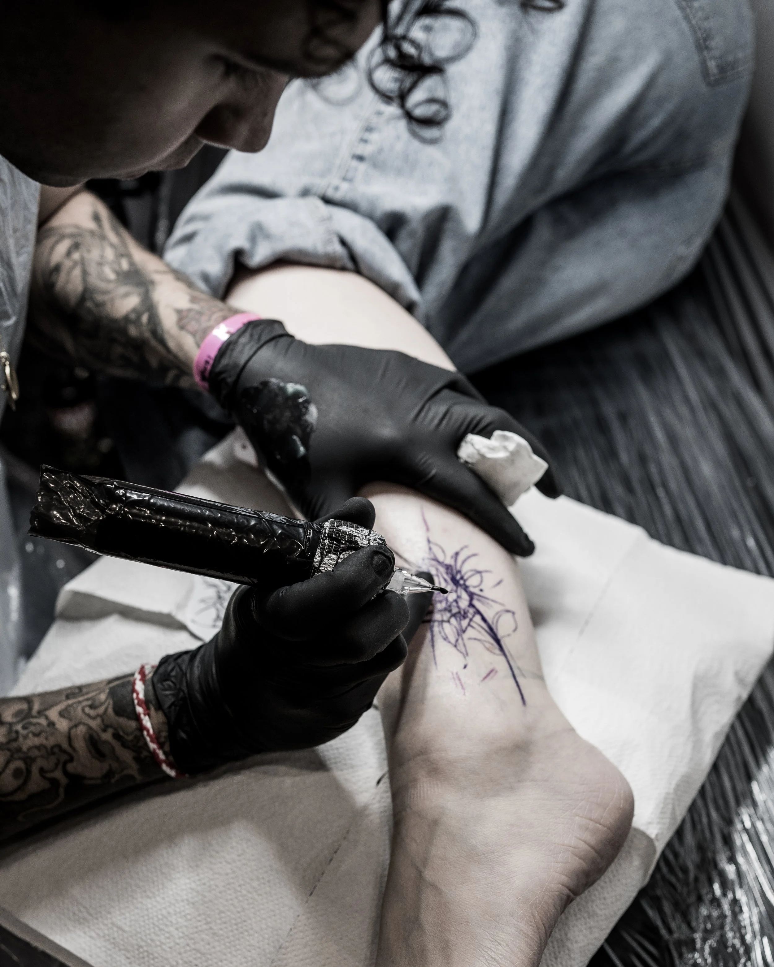 close up of a tattoo in progress by jay c tattoo, a Brighton based artist