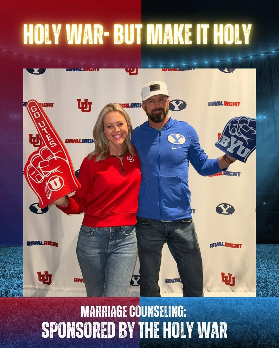Today&rsquo;s the Holy War &mdash; the biggest rivalry in Utah! 💙❤️

We&rsquo;re a house divided (and somehow still speaking 😅). Over the years, we&rsquo;ve learned that rivalry can ignite passion without turning sour, that you can cheer with your 