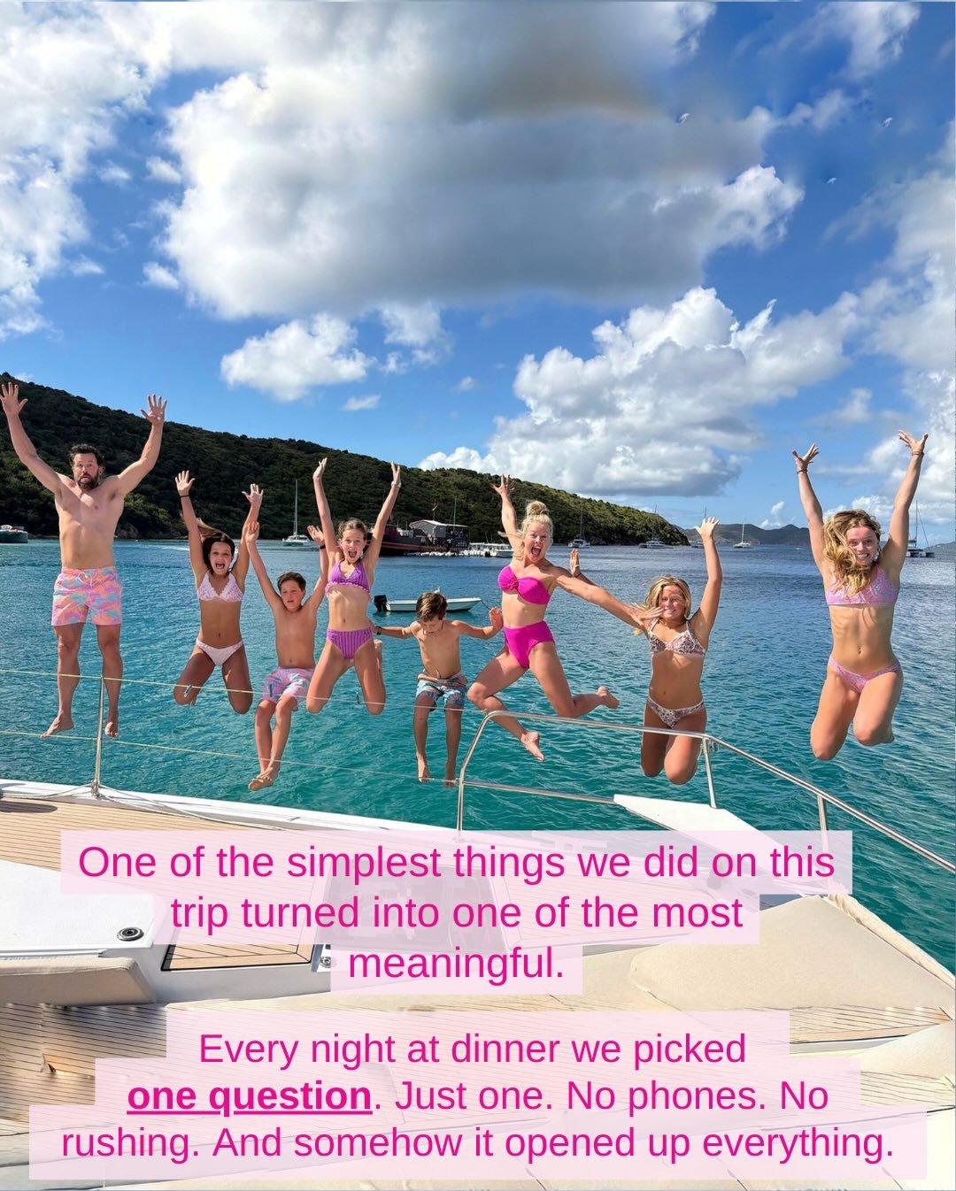 One good question can create connection, change the mood, and create bonding moments and endearing conversations with your family! 

Comment &ldquo;QUESTION&rdquo; and I&rsquo;ll send you all 20 questions we used and loved! 

XOXO