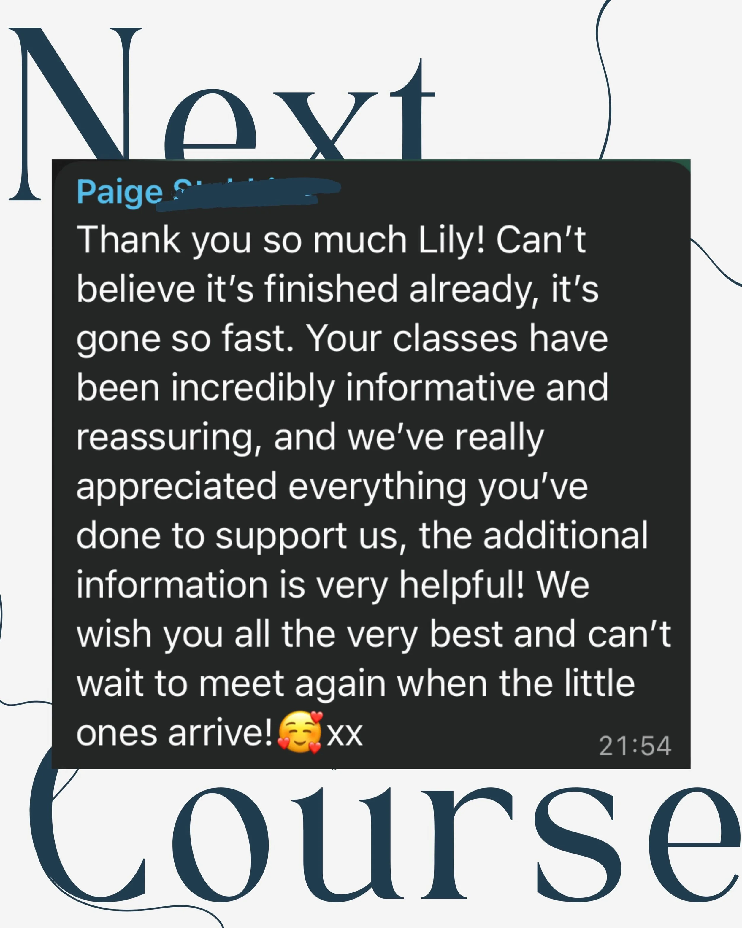 A week on from our final April session and I&rsquo;m still thinking about this lovely group of soon to be parents 🤍

It was so lovely to receive this message afterwards. One of the best parts of these courses is seeing families go from feeling anxio