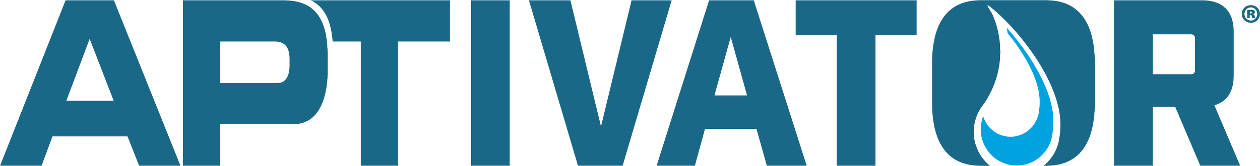 The word "APTIVATOR" in large blue letters with a water drop symbol forming part of the letter 'O'.