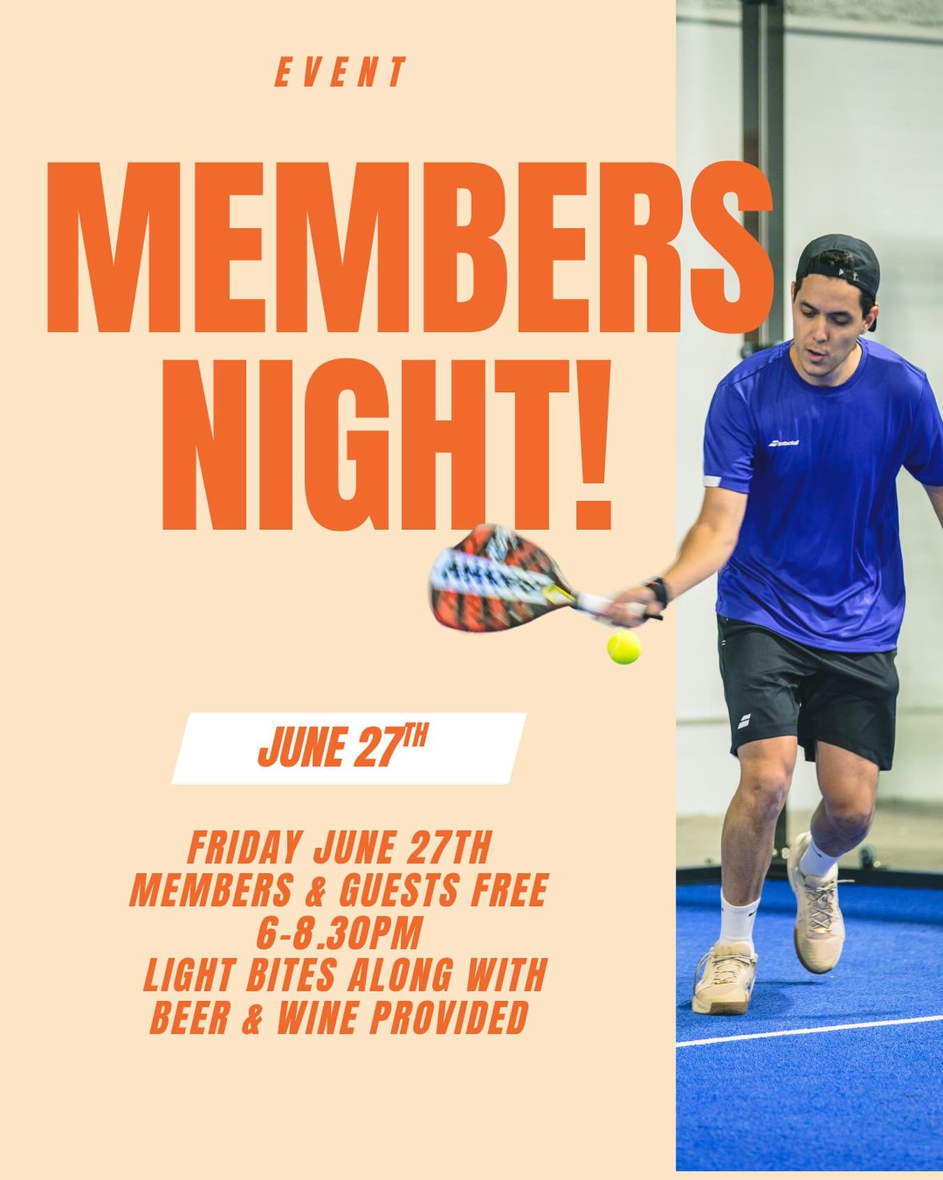 🎉 MEMBER NIGHT IS HERE 🎉
June 27 | 6&ndash;8:30PM
Members bring your friends &amp; family to play for FREE - and win some epic prizes 🏆

Members have the chance to win a Juan Lebr&oacute;n Viper racket (yes, the one in the case 👀)
Guests can win 