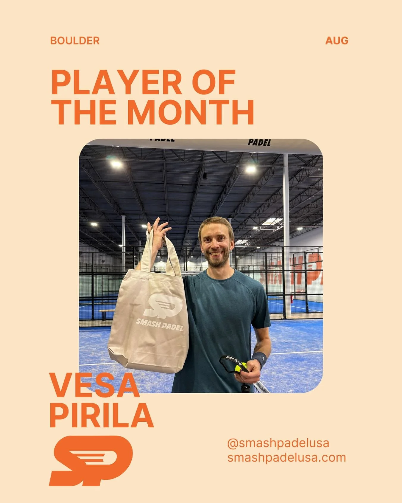 Say hello to our Player of the Month: Vesa!
From showing up on court, to cheering on others, to bringing the energy every single session - Vesa is what Smash is all about. Big congrats!