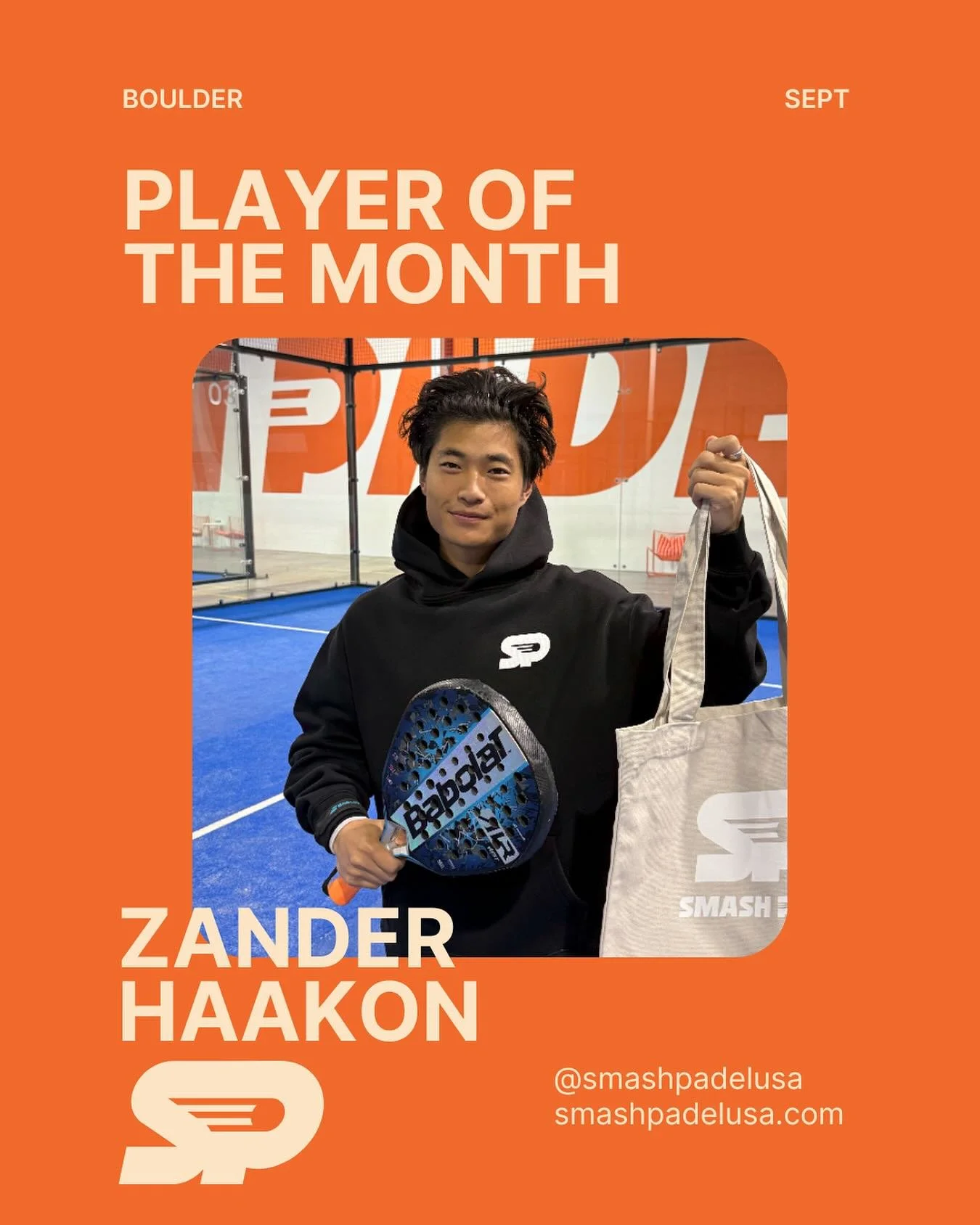 A huge shoutout to @zndrhkn , our September Player of the Month!
Whether it&rsquo;s grinding through Open Play, welcoming new players, or dropping forehand winners like it&rsquo;s nothing &mdash; Zander brings the spirit that makes Smash Padel so spe