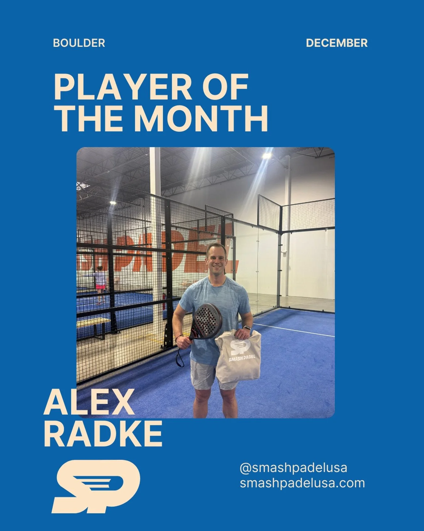 🏆 Alex Radke &ndash; Player of the Month 🏆

Always positive, always encouraging, and always ready to jump in when we need a player. Whether he&rsquo;s singing, dancing, chirping, or grinding through hours of padel on short notice, Alex brings joy a