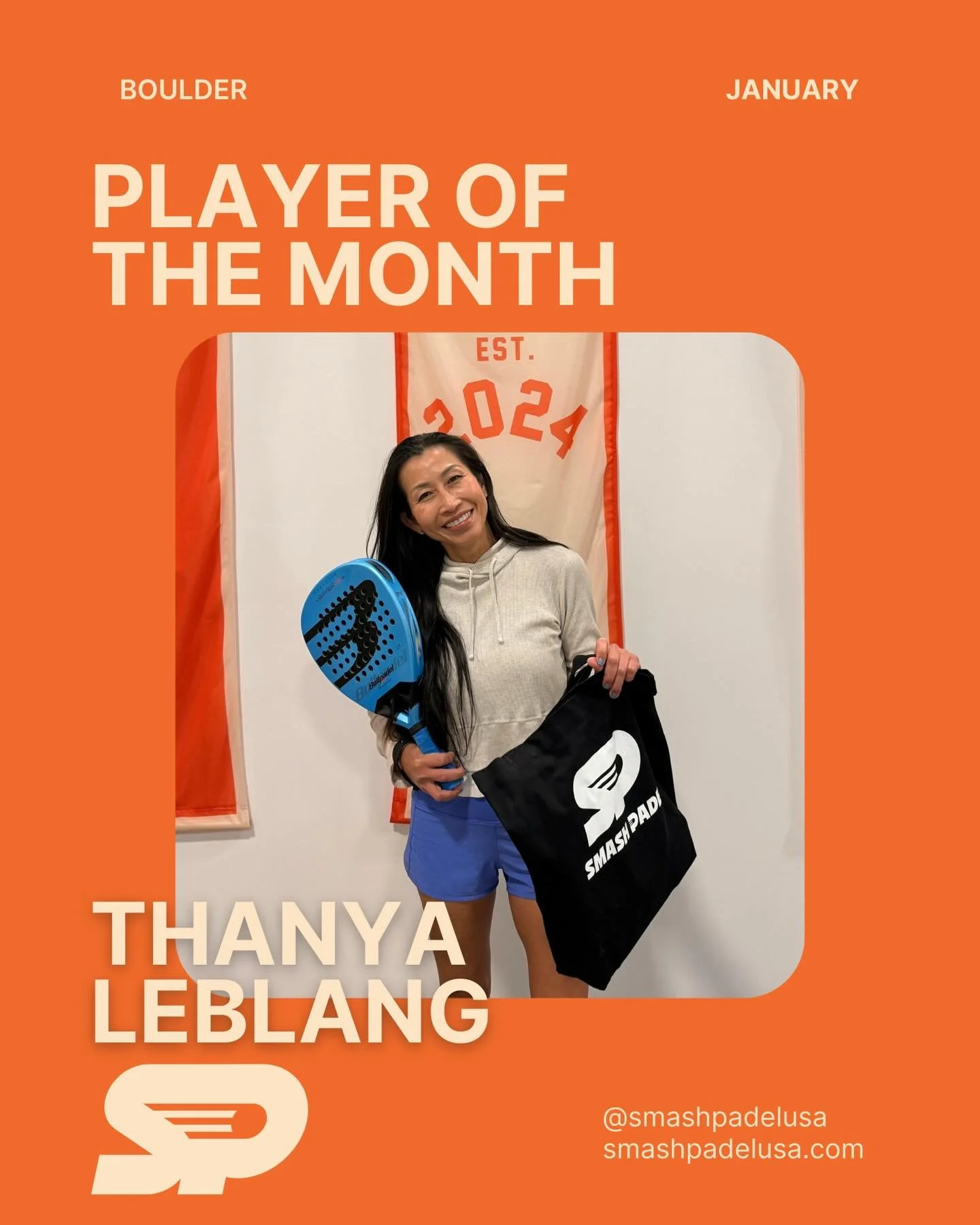 Join us in congratulating @tleblang , our January Player of the Month 🏆🧡
Her energy is unmatched, she&rsquo;s a fierce competitor, and she brings the best vibes to every match. So well deserved.