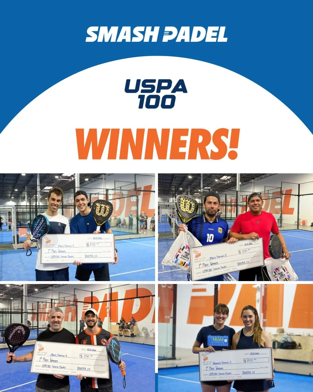 Fantastic effort by everybody who competed at this weekend&rsquo;s @usapadel 100 hosted at Smash Padel. Huge congratulations to all of our fantastic winners in the different divisions. Keep an eye out for registration for our next USPA happening Apri