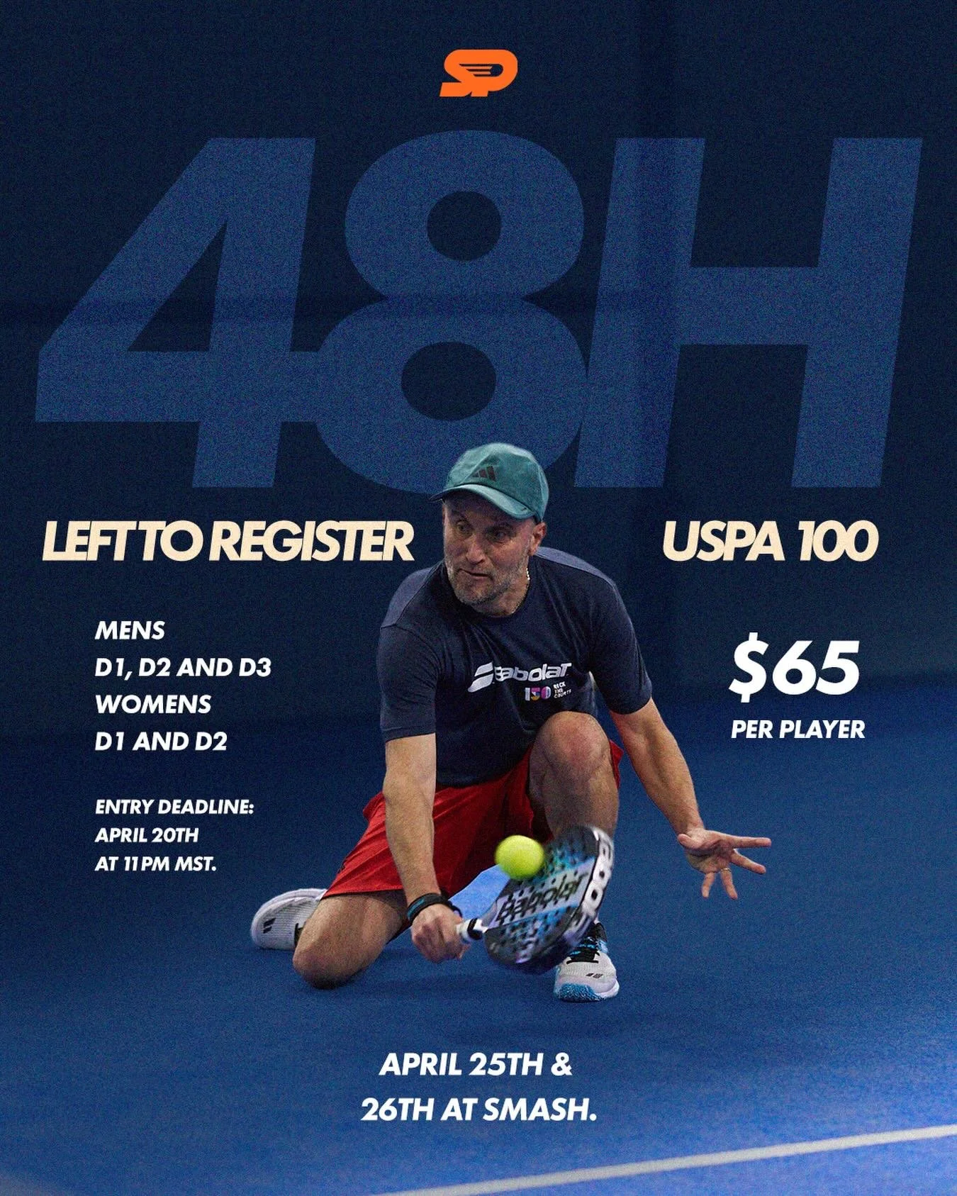 Last call: USPA 100 tournament registration is closing! 

Only 2 days left to register for the biggest padel weekend in Boulder.
Whether you&rsquo;re Mens D1-D3 or Womens D1-D2, this is your chance to compete at your best and enjoy the tournament atm