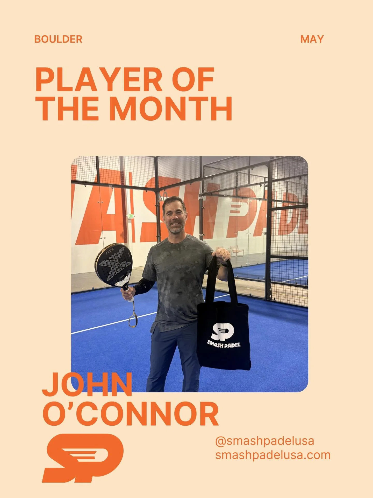 May Player of the Month: John O&rsquo;Connor! 

If enthusiasm were a padel shot, John would have mastered it by now.

John brings a unique energy to the club that is impossible to miss. Whether it&rsquo;s his big smile, his eagerness to jump into a m