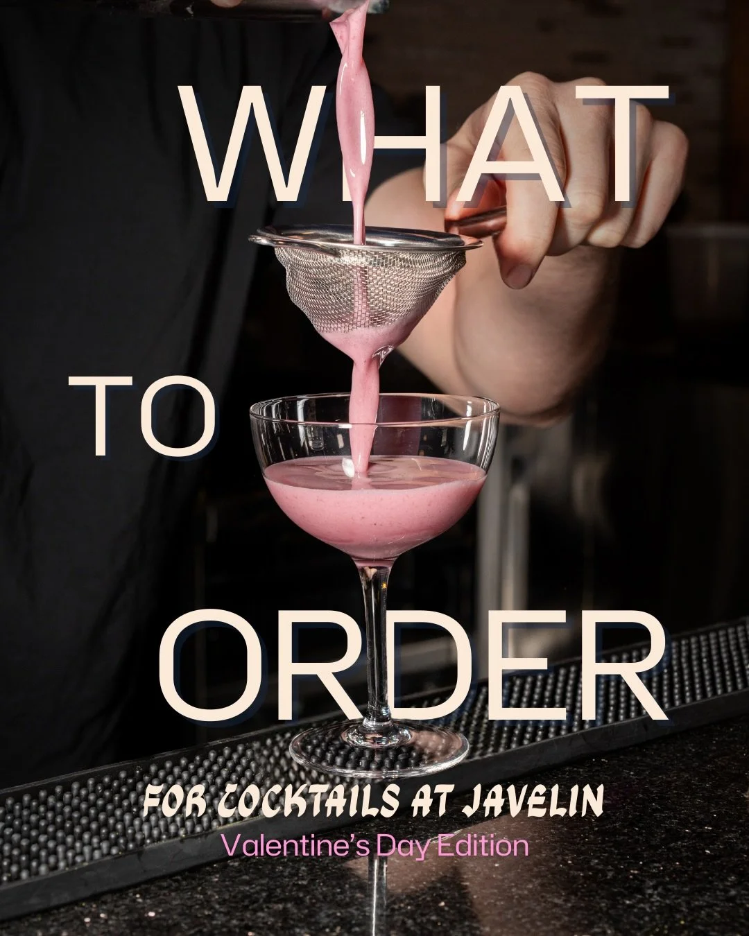 Valentine&rsquo;s Day is officially one week away and pink is one of the only colors we want to see! 💕 Get in the love mood with our pink drinks: Strawberry Matcha, At First Glance, and our Javelin Clover Club. The perfect additions to complete your