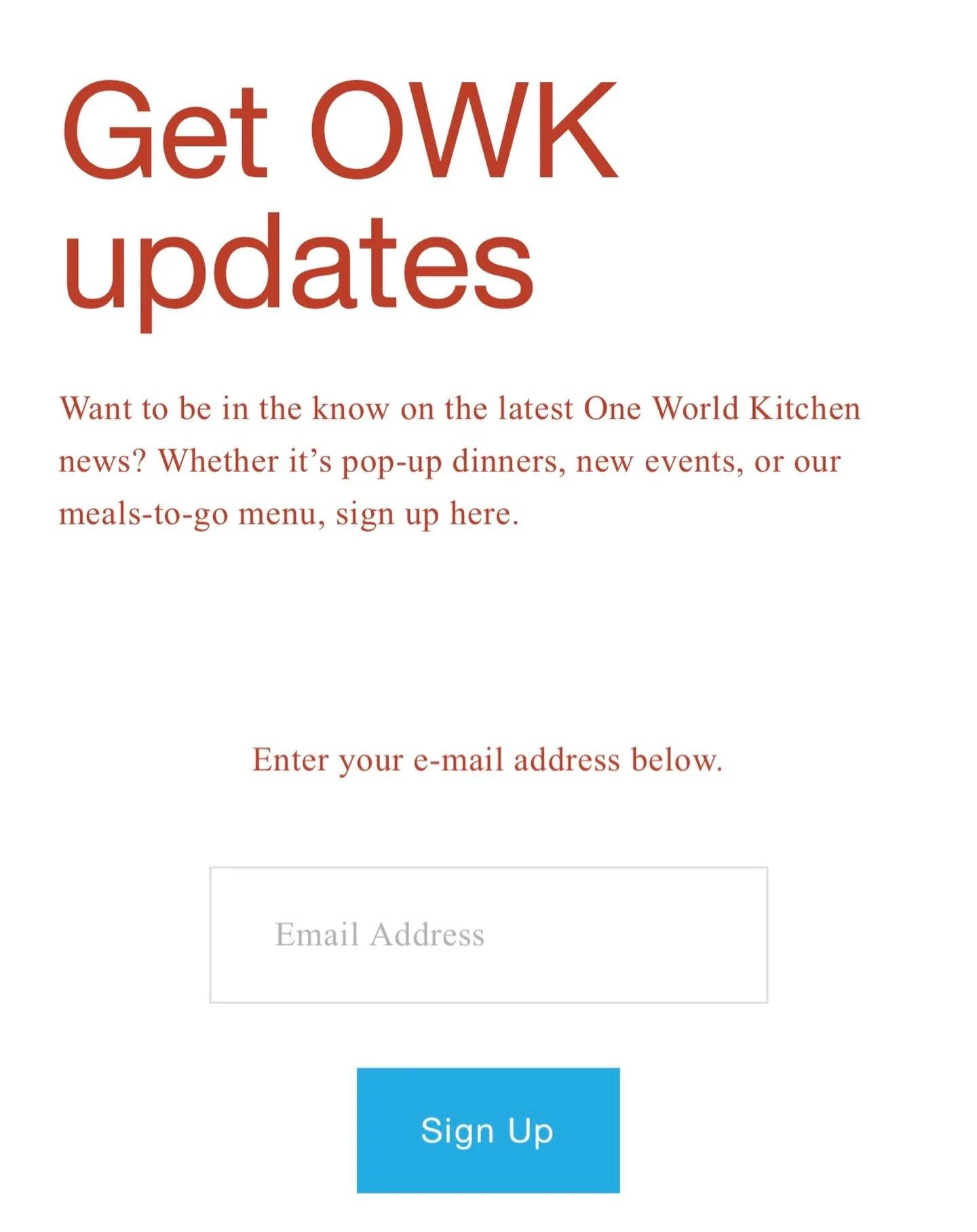 So many things are happening behind the scenes at One World Kitchen! 

To be the first to know about pop-up dinner dates, new offerings, ticket releases, and more &mdash; use the link in our profile to become a OWK Insider. 💙