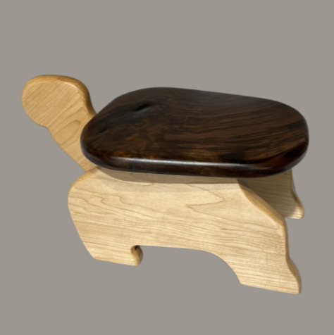 Turtle Step Stool – Figured Walnut Top, Maple Body