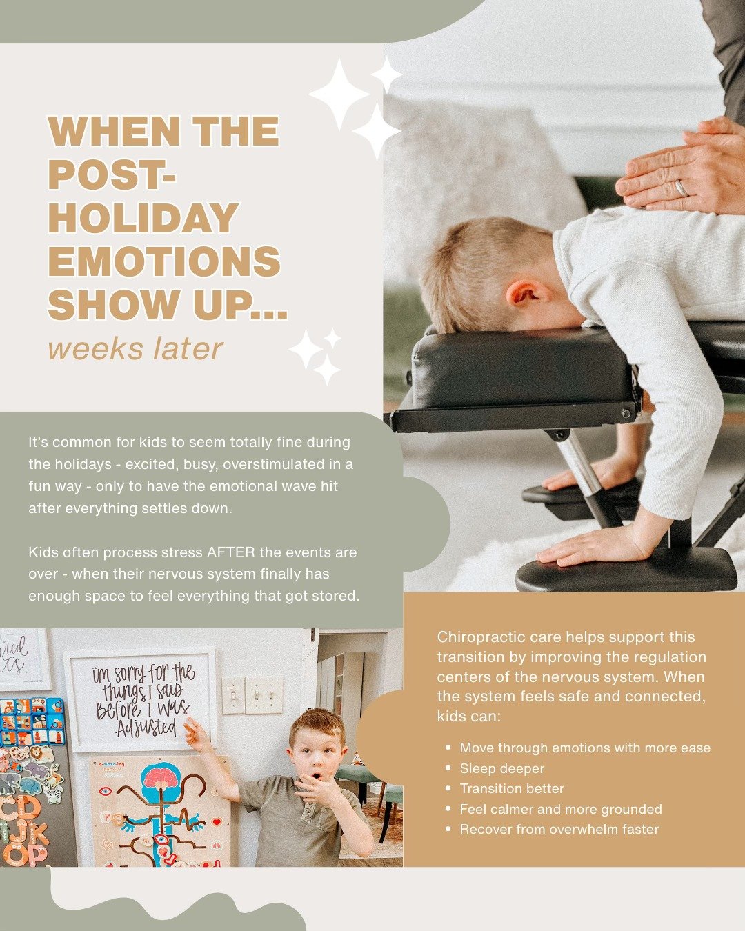 It&rsquo;s common for kids to seem totally fine during the holidays - excited, busy, overstimulated in a fun way - only to have the emotional wave hit after everything settles down.

You might notice:
🌀 Bigger emotions in January
😣 Sudden clingines