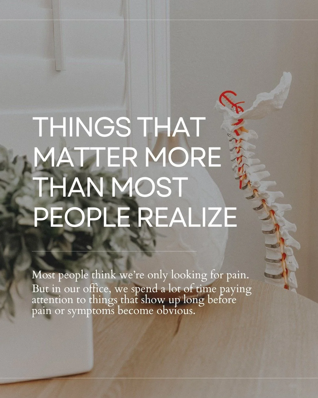 Most people think we&rsquo;re only looking for pain. But in our office, we spend a lot of time paying attention to things that show up long before pain or symptoms become obvious. The nervous system is constantly adapting to what life demands, and sm