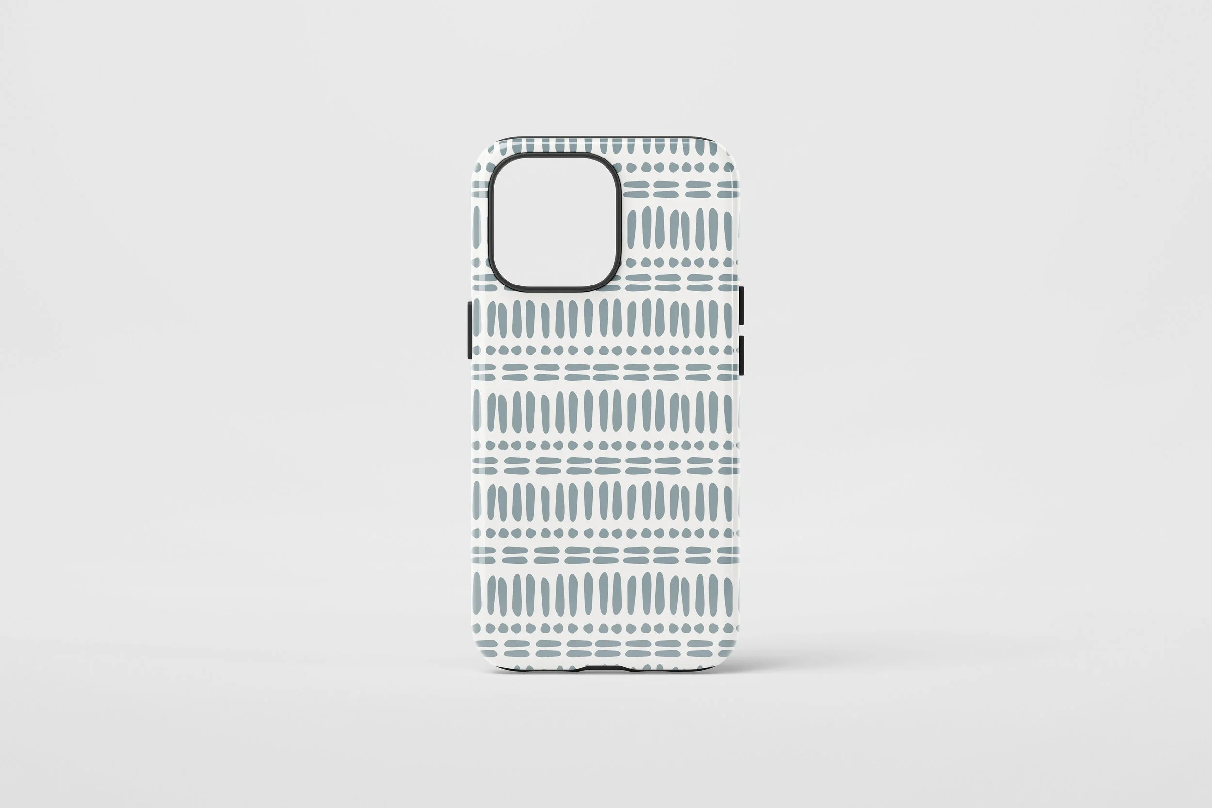 Blue Gray Dash Pattern MagSafe iPhone Case, Minimalist Geometric Phone Cover, iPhone 14–17
