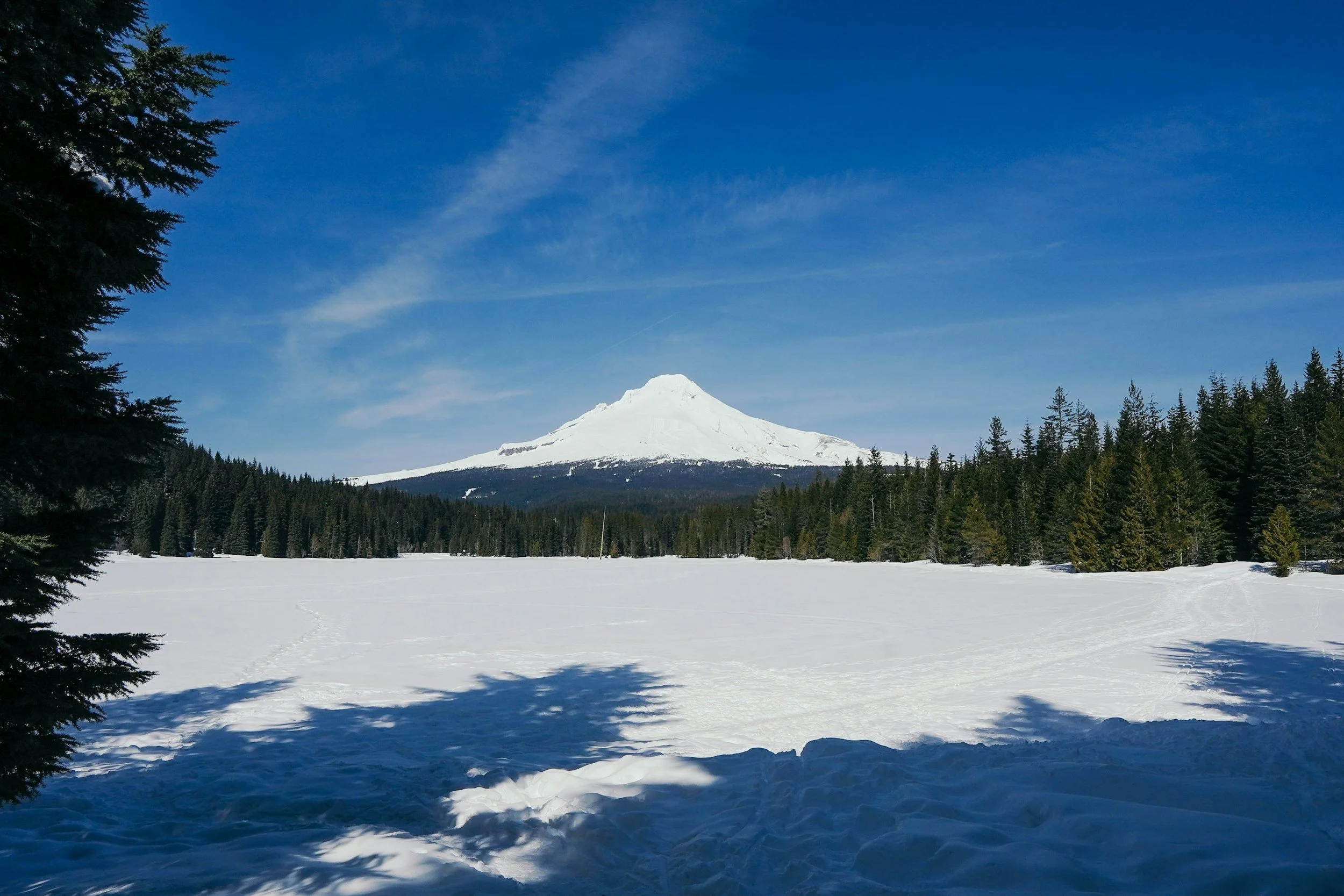 Snow-covered Mt. Hood representing winter property maintenance season in Oregon.
