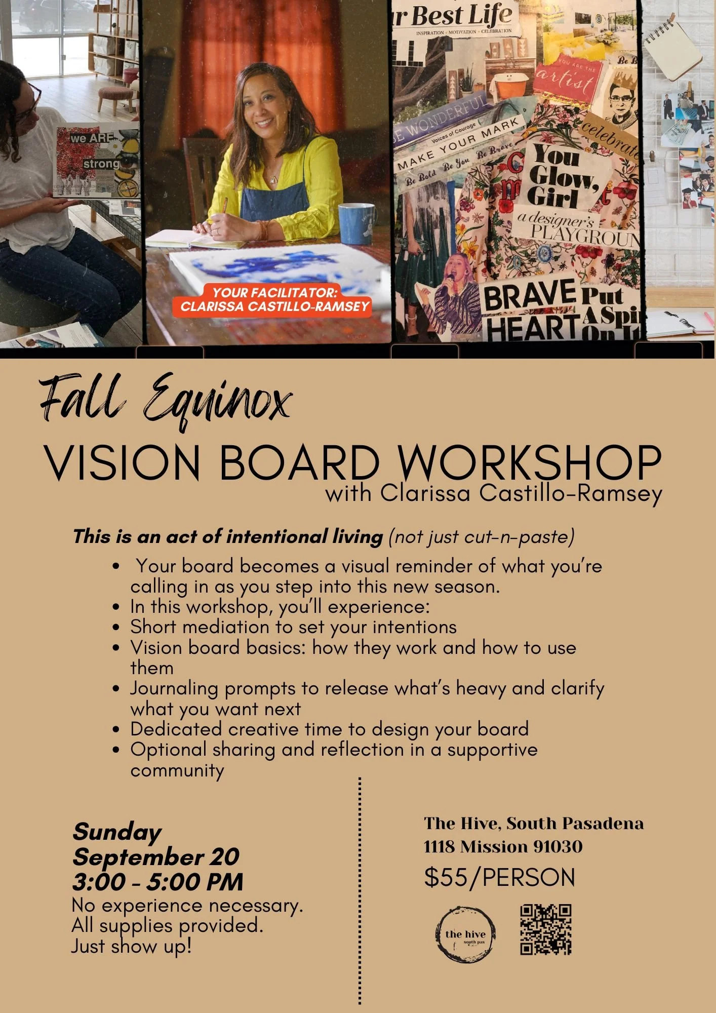 women vision board fall equinox create intention clarissa castillo-ramsey meditate the hive south pasadena highland park woman body health healing journaling prompts meditation