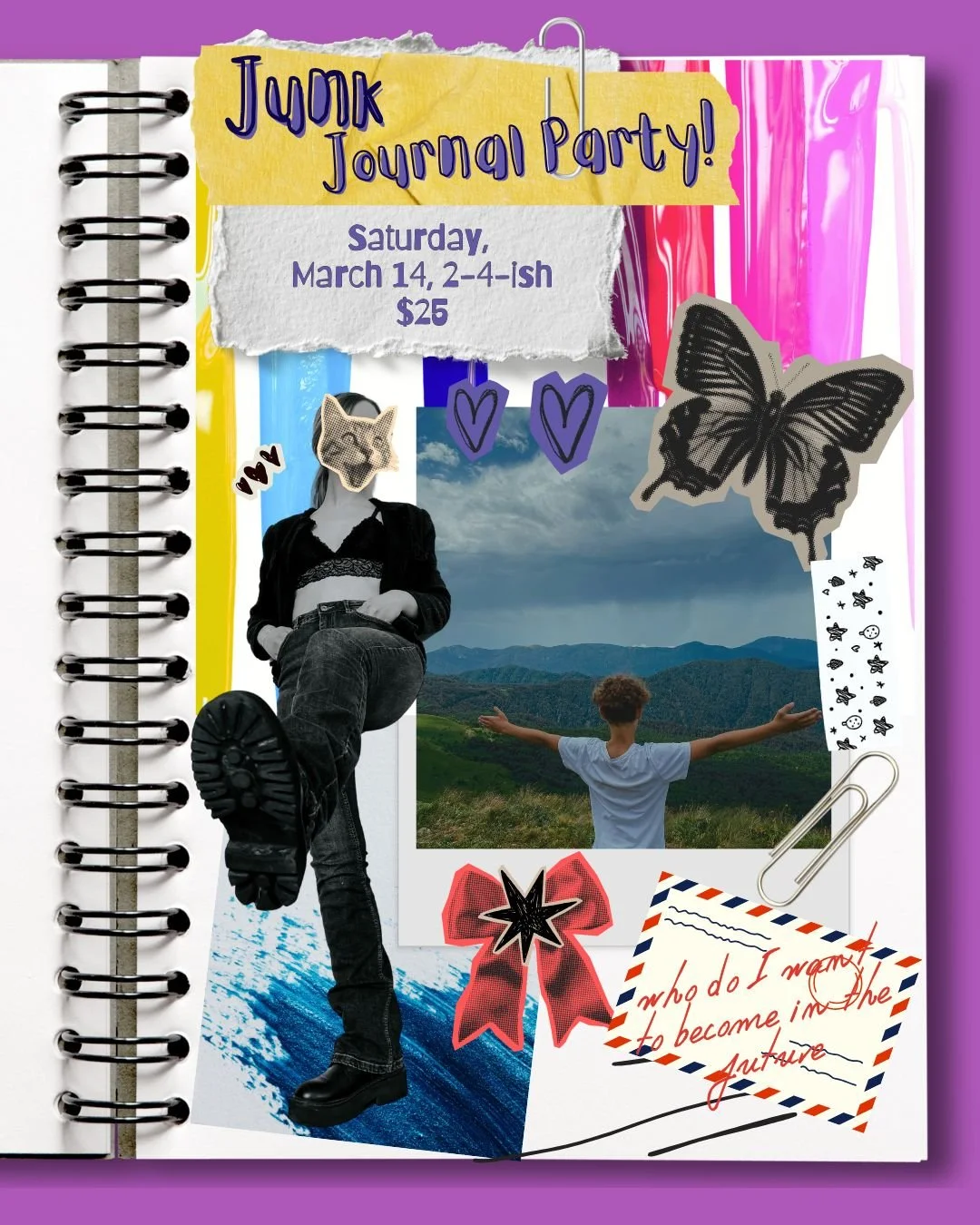 collage painting imagination creation make and take arts and crafts the hive south pasadena highland park eagle rock create community adults teens tweens family fun junk journaling